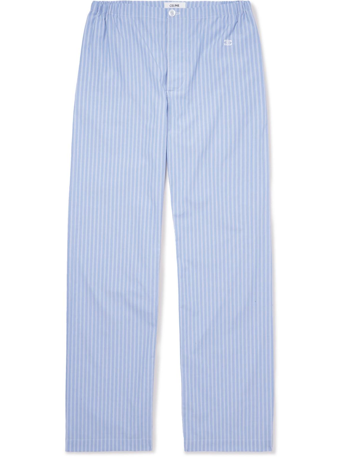 CELINE HOMME Straight-leg Striped Cotton-poplin Pyjama Trousers in Blue for  Men | Lyst