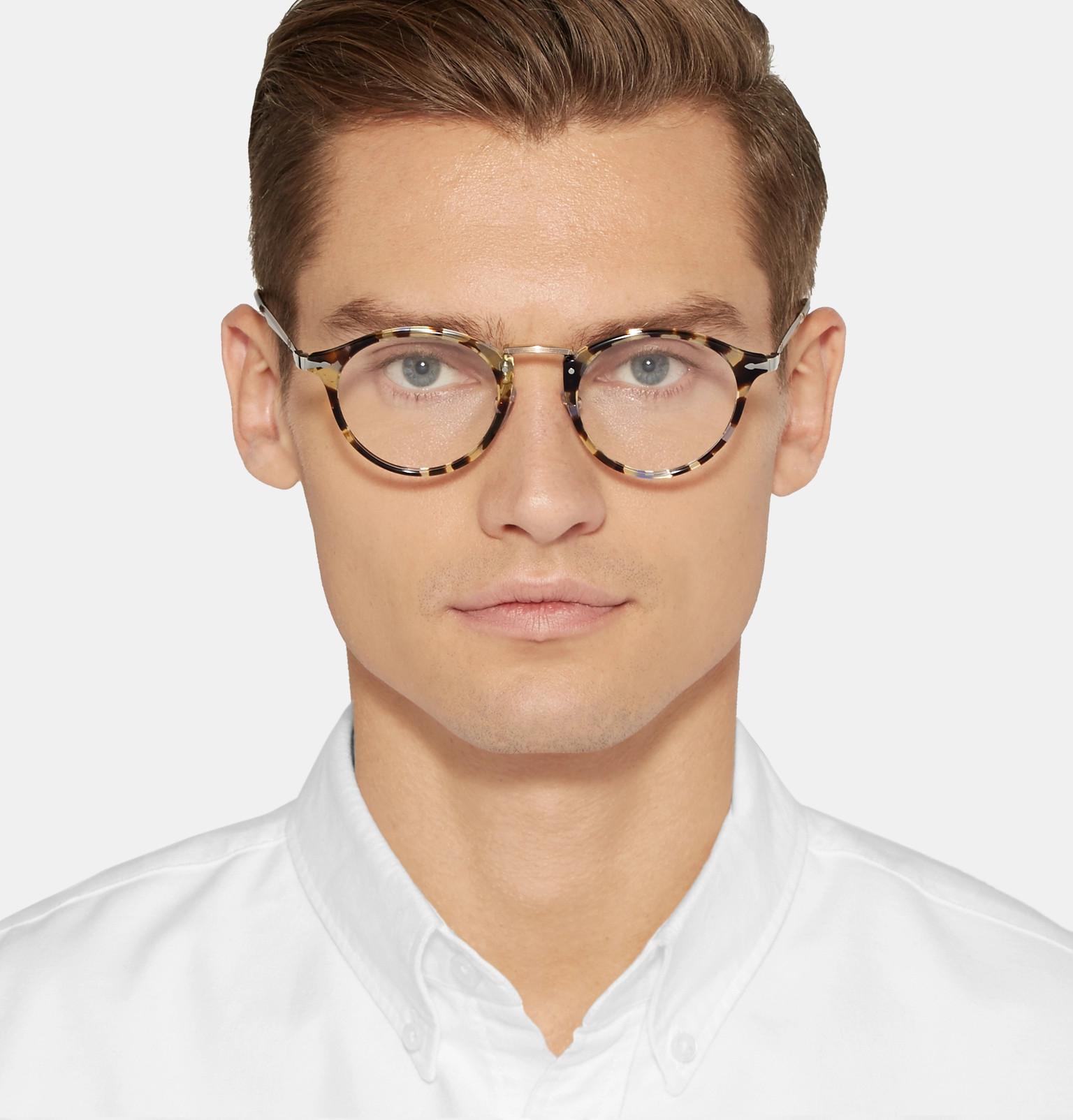 Persol Round-frame Tortoiseshell Acetate And Gold-tone Optical Glasses ...