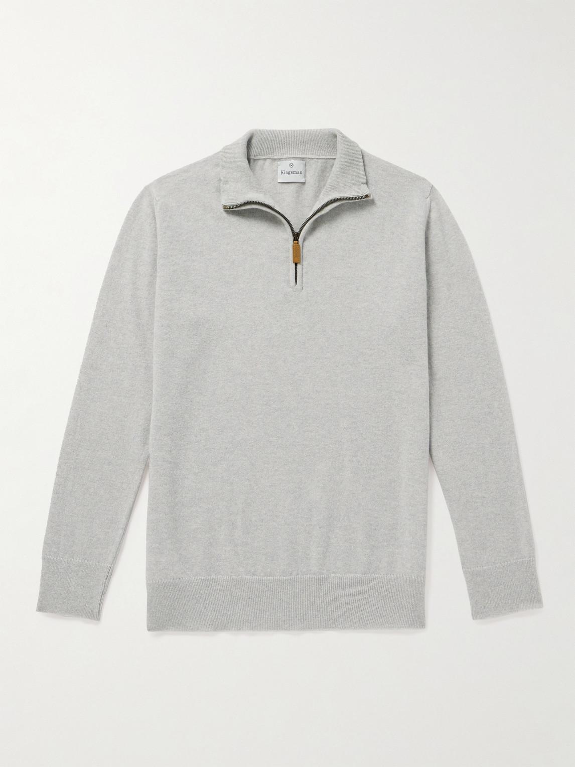 Kingsman Wade Merino Wool And Cashmere-blend Half-zip Sweater in Grey for  Men | Lyst Australia