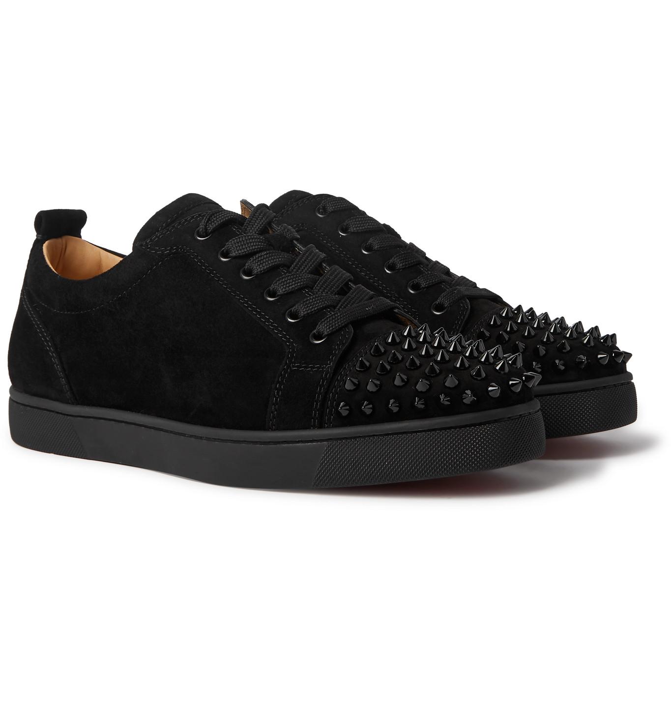 Christian Louboutin Louis Junior Studded Suede Sneakers in Black for ...