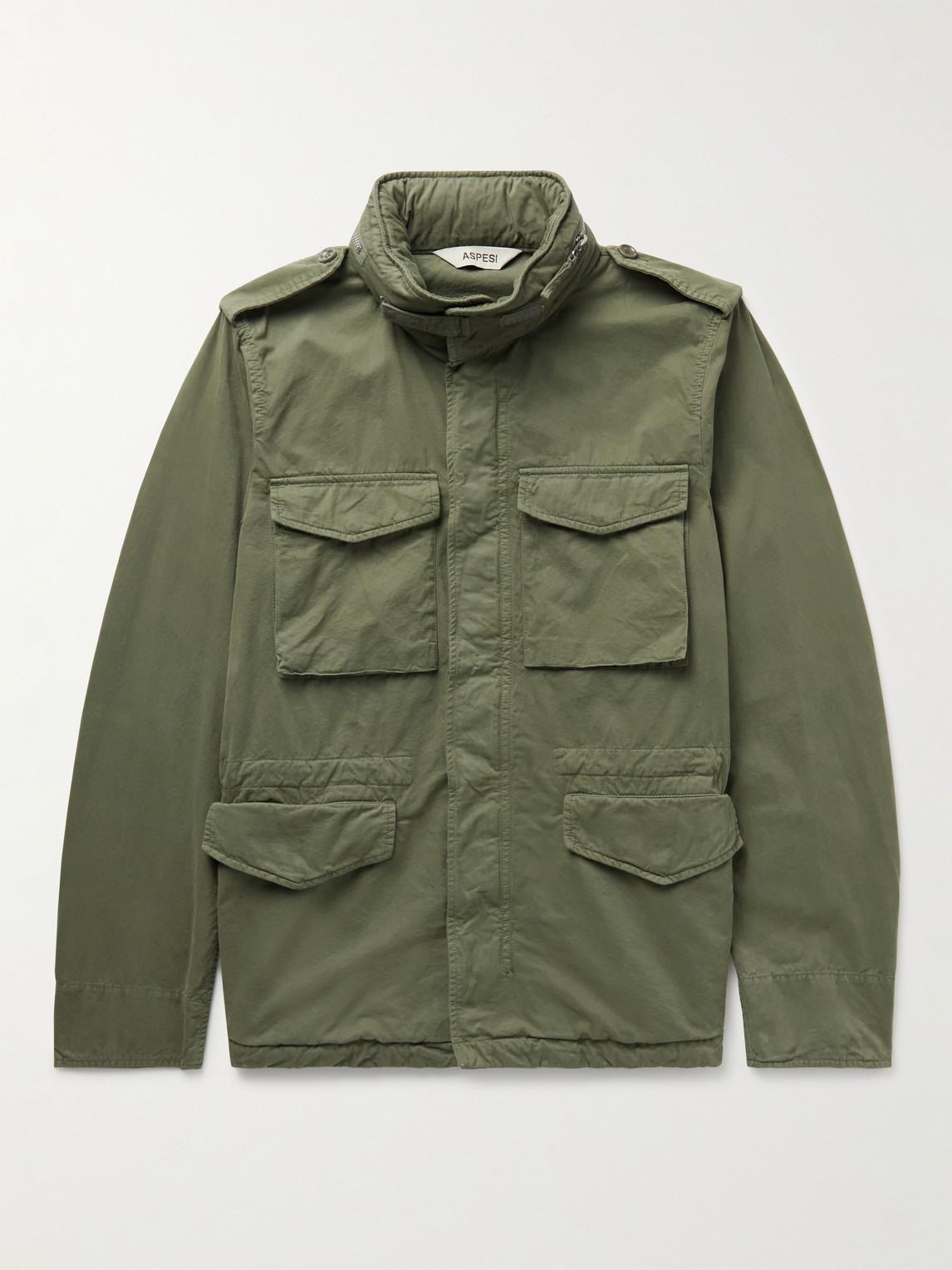 Field jacket in gabardine di cotone spazzolato da Uomo di Aspesi
