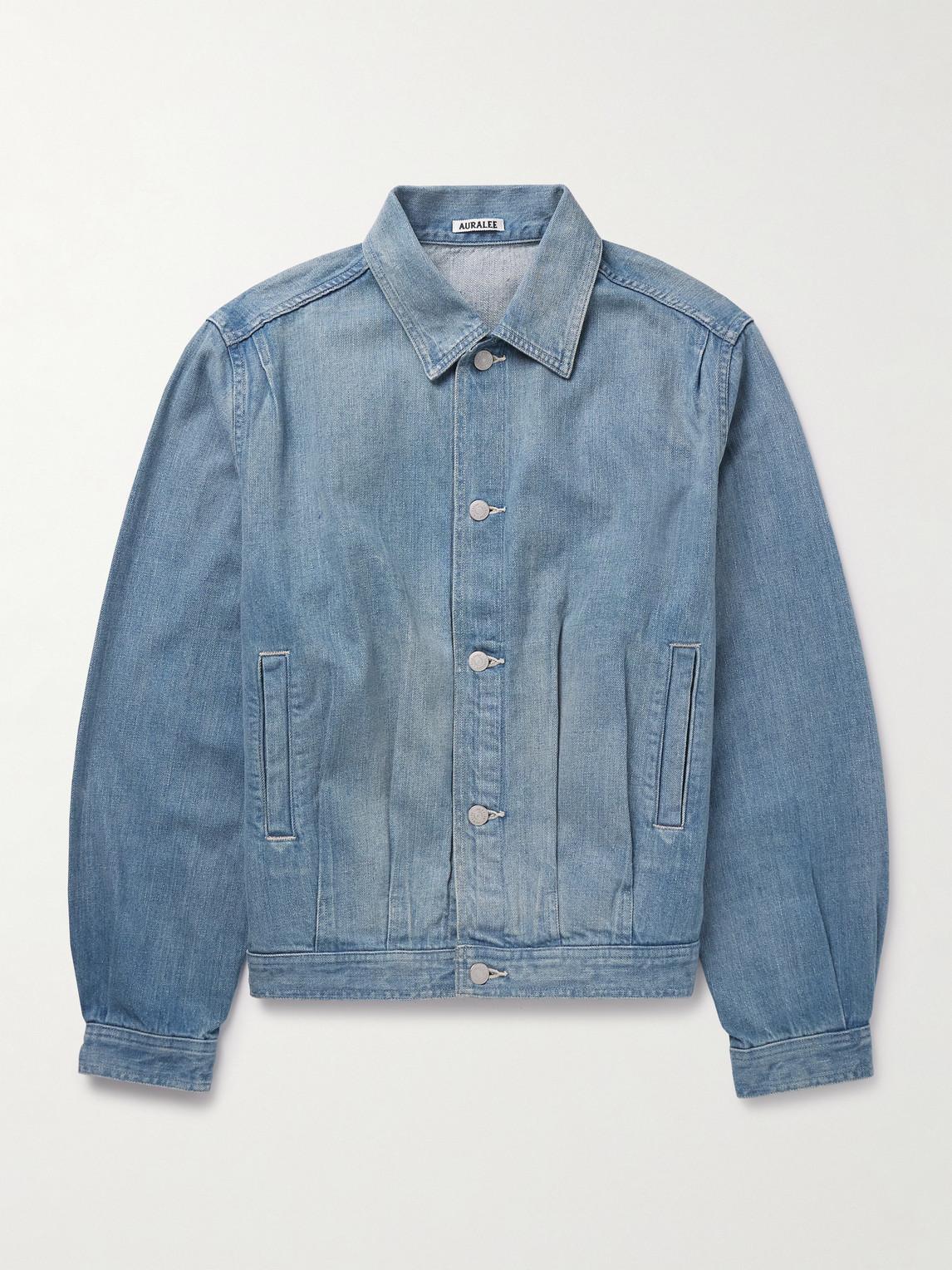 AURALEE デニムジャケット ブルー AURALEE Pleated Selvedge Denim Jacket in Blue for Men | Lyst UK