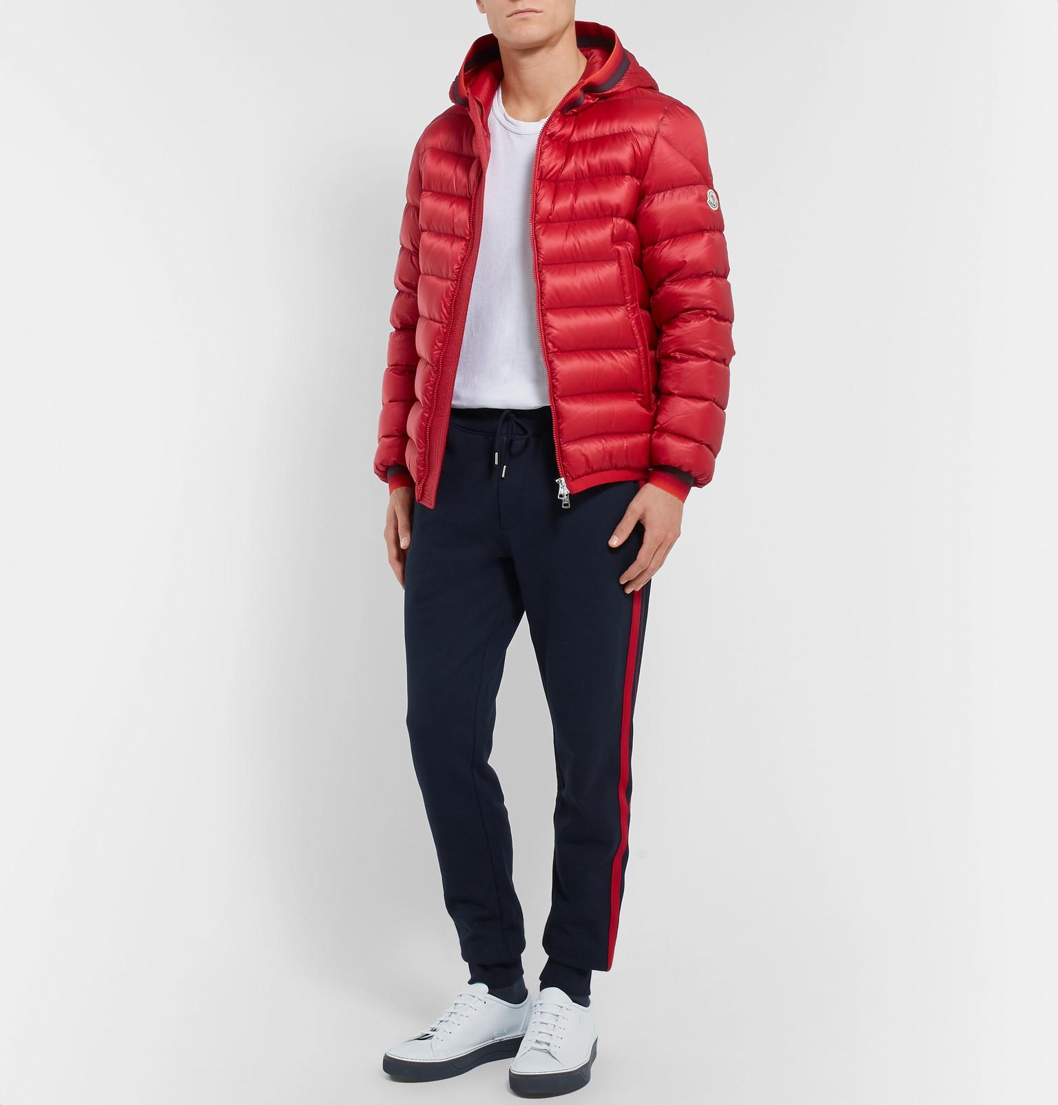 Moncler Avrieux Stripe-trimmed Quilted Shell Hooded Down Jacket in Red for  Men - Lyst