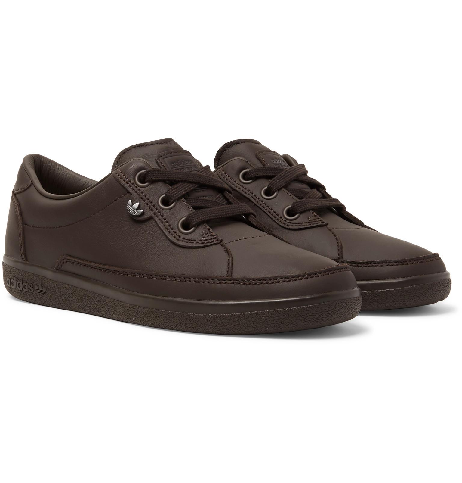 adidas Originals Hoddlesden Spzl Leather Sneakers in Brown for Men | Lyst
