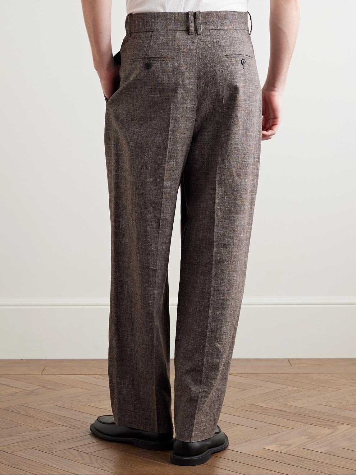 The Row Silas Tapered Pleated Silk, Linen And Virgin Wool-Blend