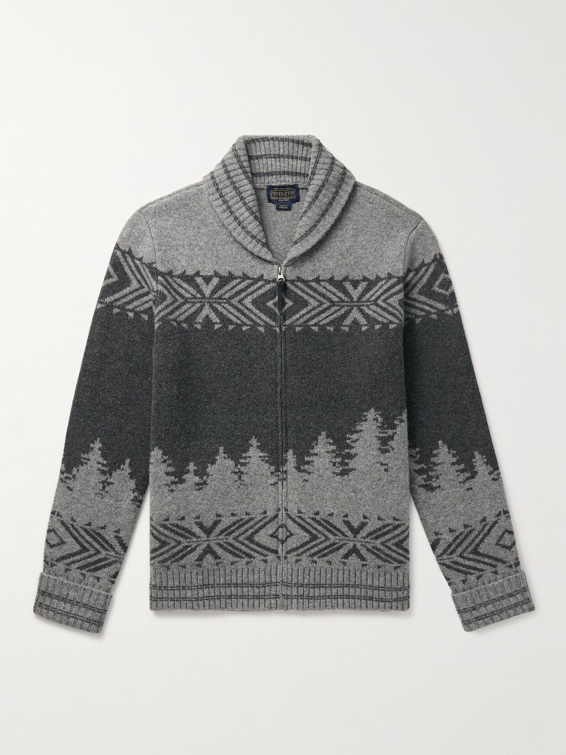 Pendleton Scenic Peak Shawl collar Wool jacquard Zip up Cardigan in Grey for Men Lyst UK