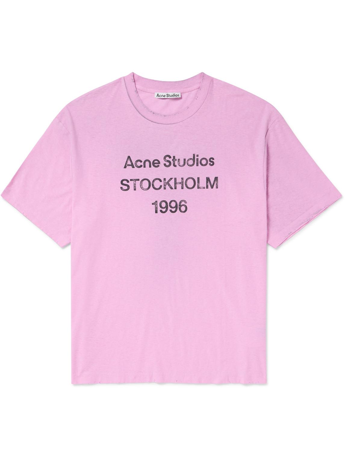 Acne Studios Exford Distressed Logo-Print Cotton-Jersey T