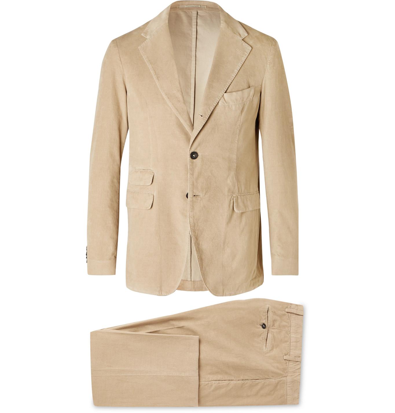 Massimo Alba 007 Sloop Slim-fit Cotton-corduroy Suit in Natural for Men |  Lyst