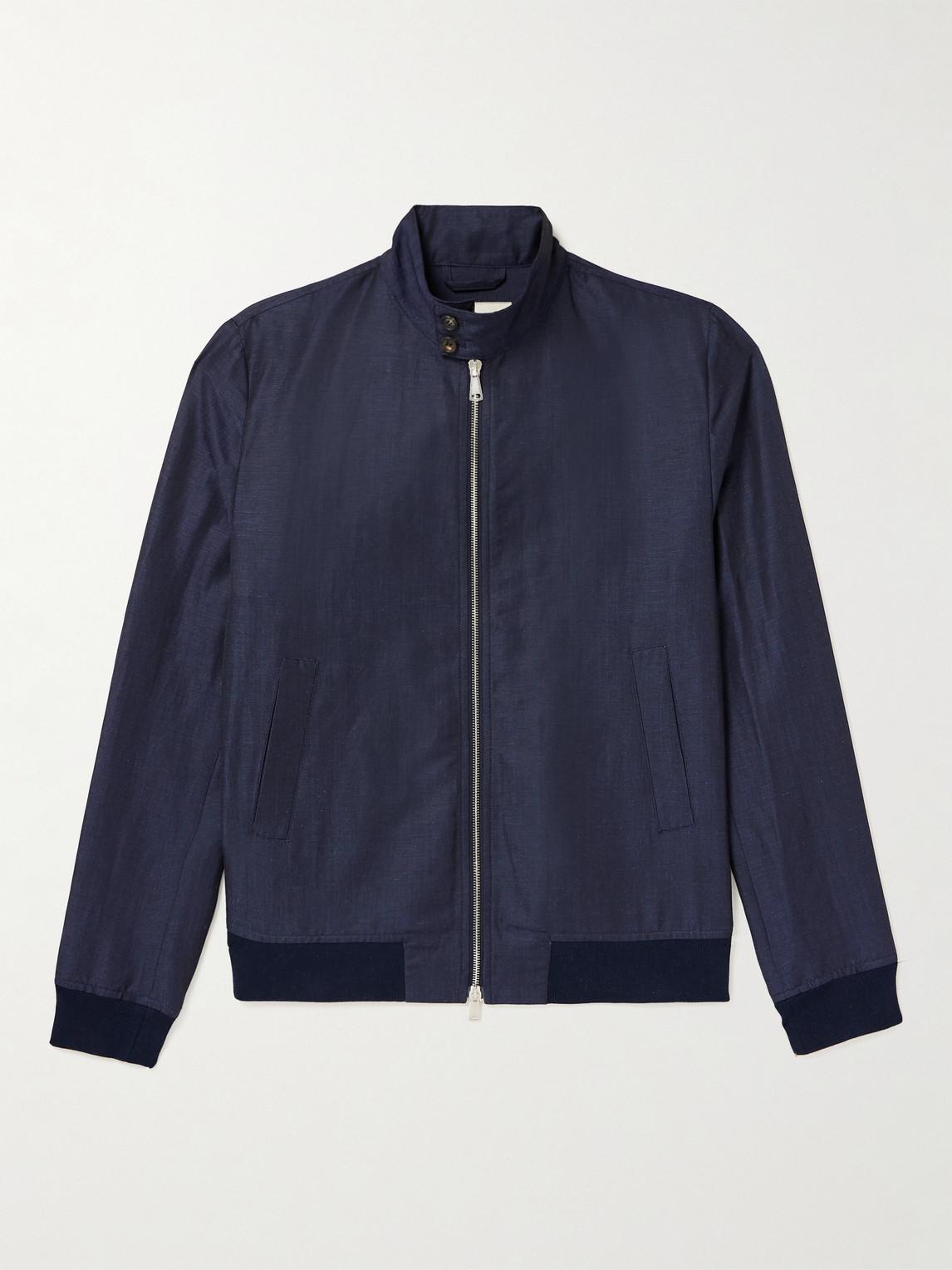 Valstar Wool And Linen-blend Harrington Jacket in Blue for Men | Lyst ...