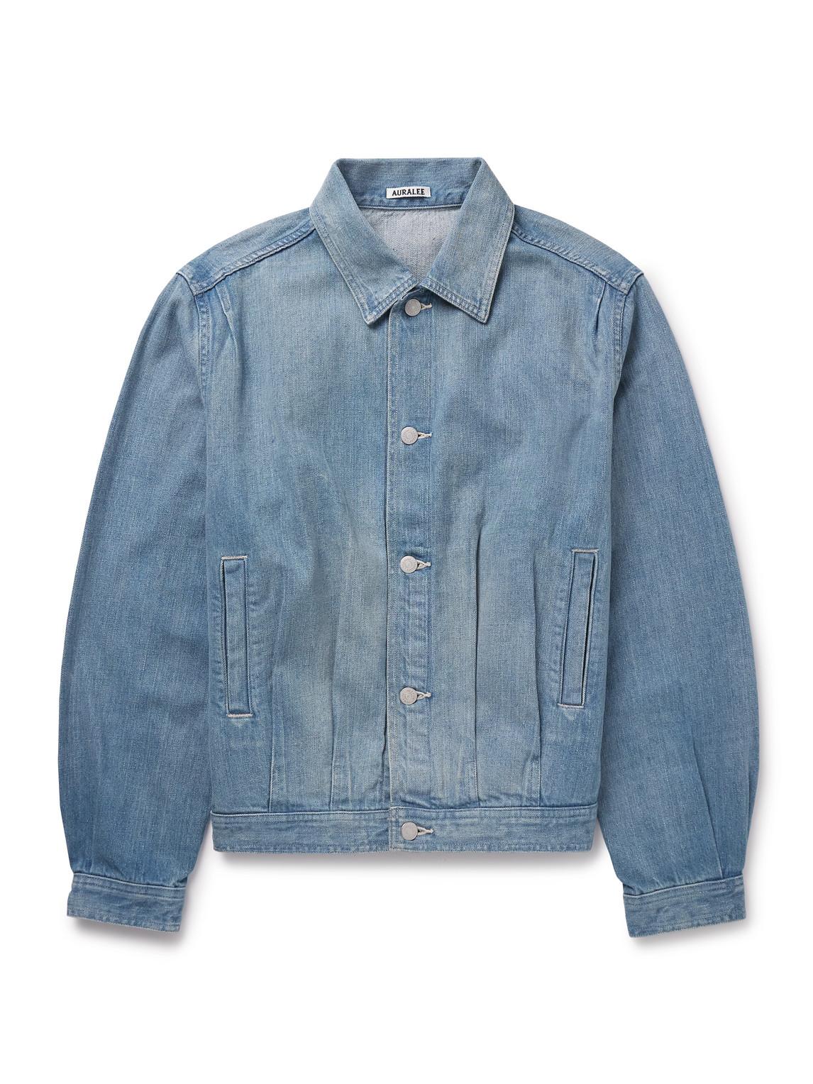 AURALEE Pleated Selvedge Denim Jacket in Blue for Men | Lyst