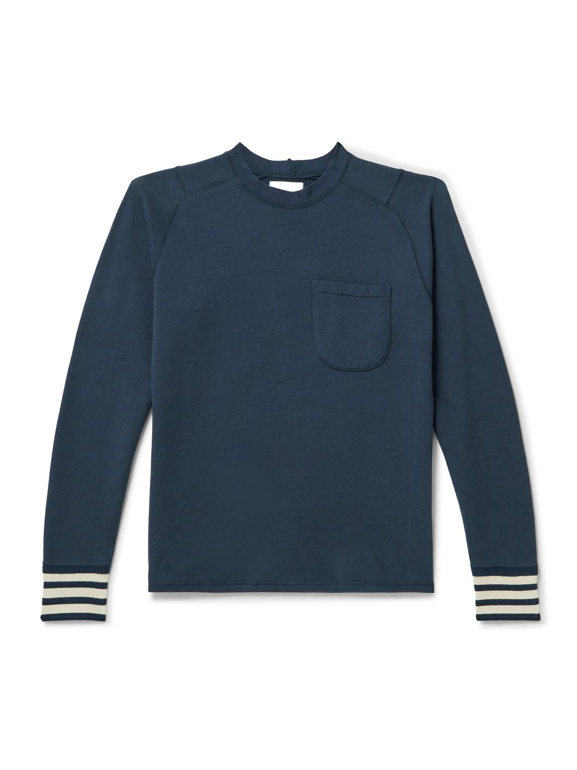 Drake's Logo-Embroidered Striped Cotton-Jersey Sweatshirt in