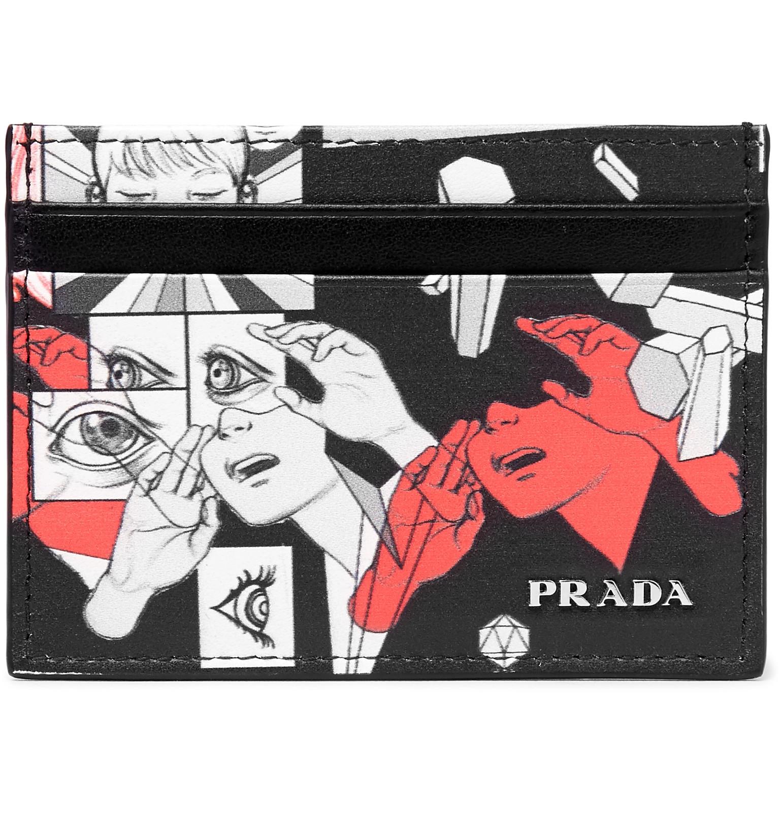 Paradox Knooppunt Margaret Mitchell Prada Printed Leather Cardholder in Black for Men | Lyst