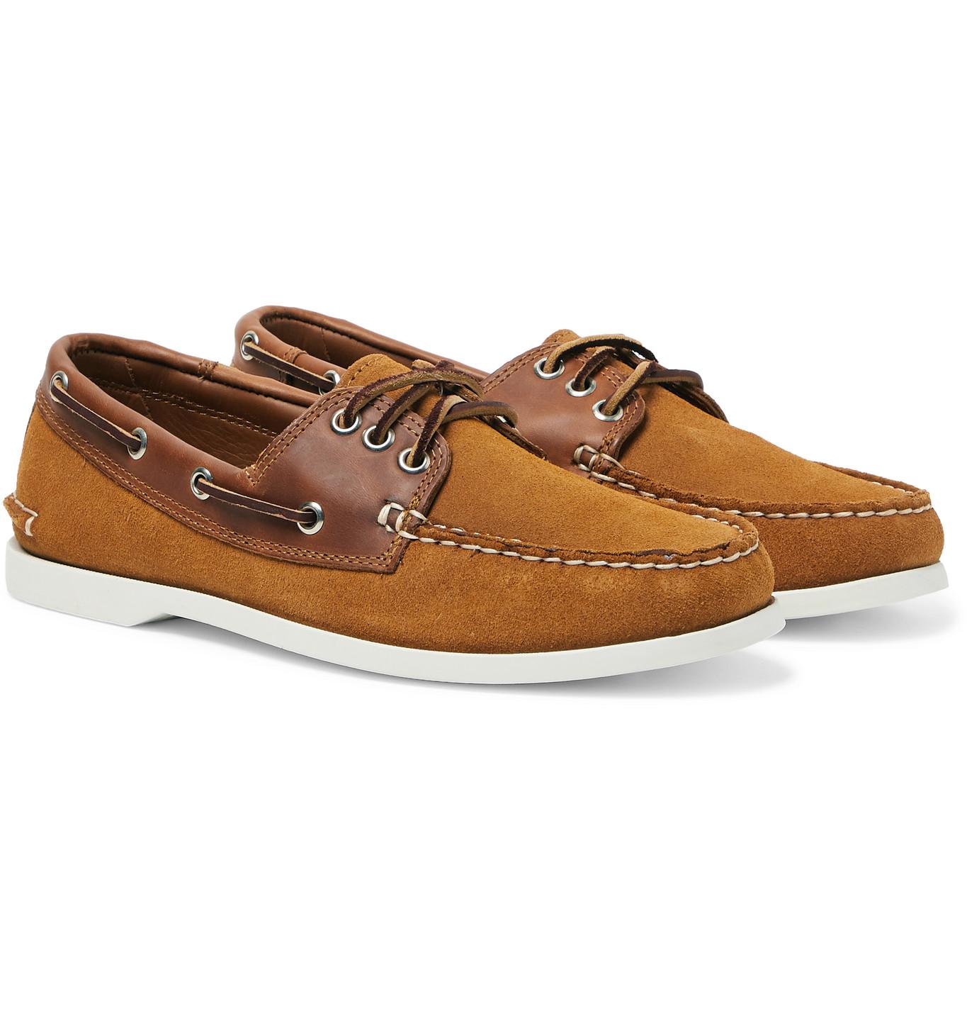 Quoddy Downeast Suede And Leather Boat Shoes in Brown for Men - Lyst