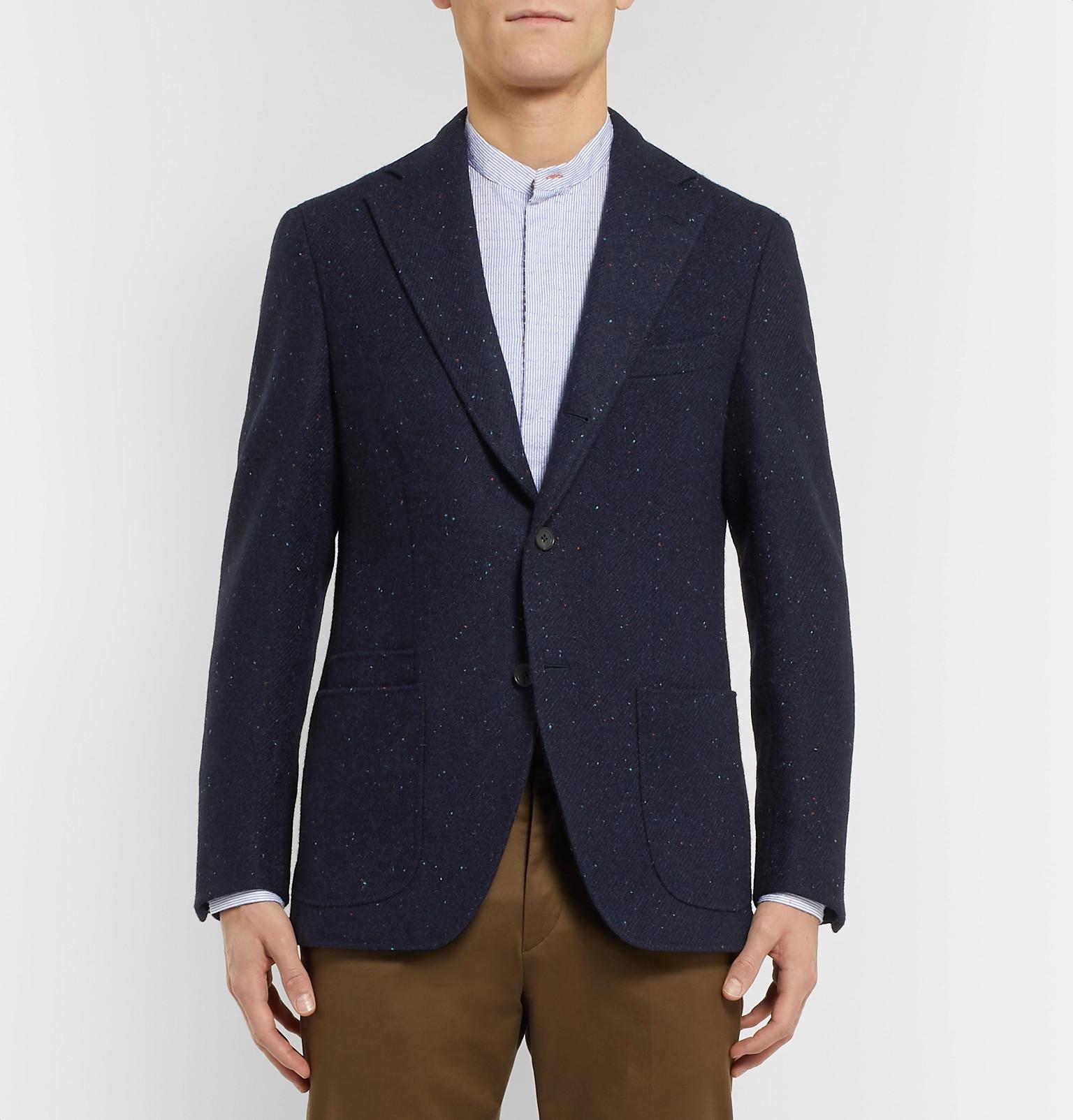 Drake's Navy Slim-fit Unstructured Harris Tweed Blazer in Blue for Men |  Lyst