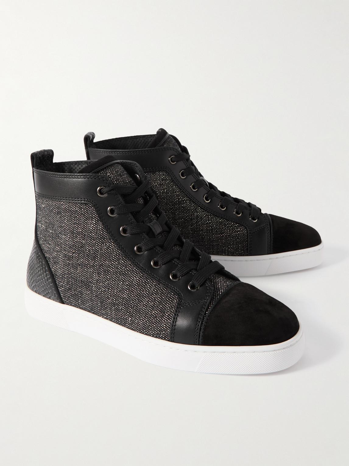 Christian Louboutin Louis Orlato Suede And Croc Effect Leather Trimmed Twill Sneakers in Black for Men Lyst UK