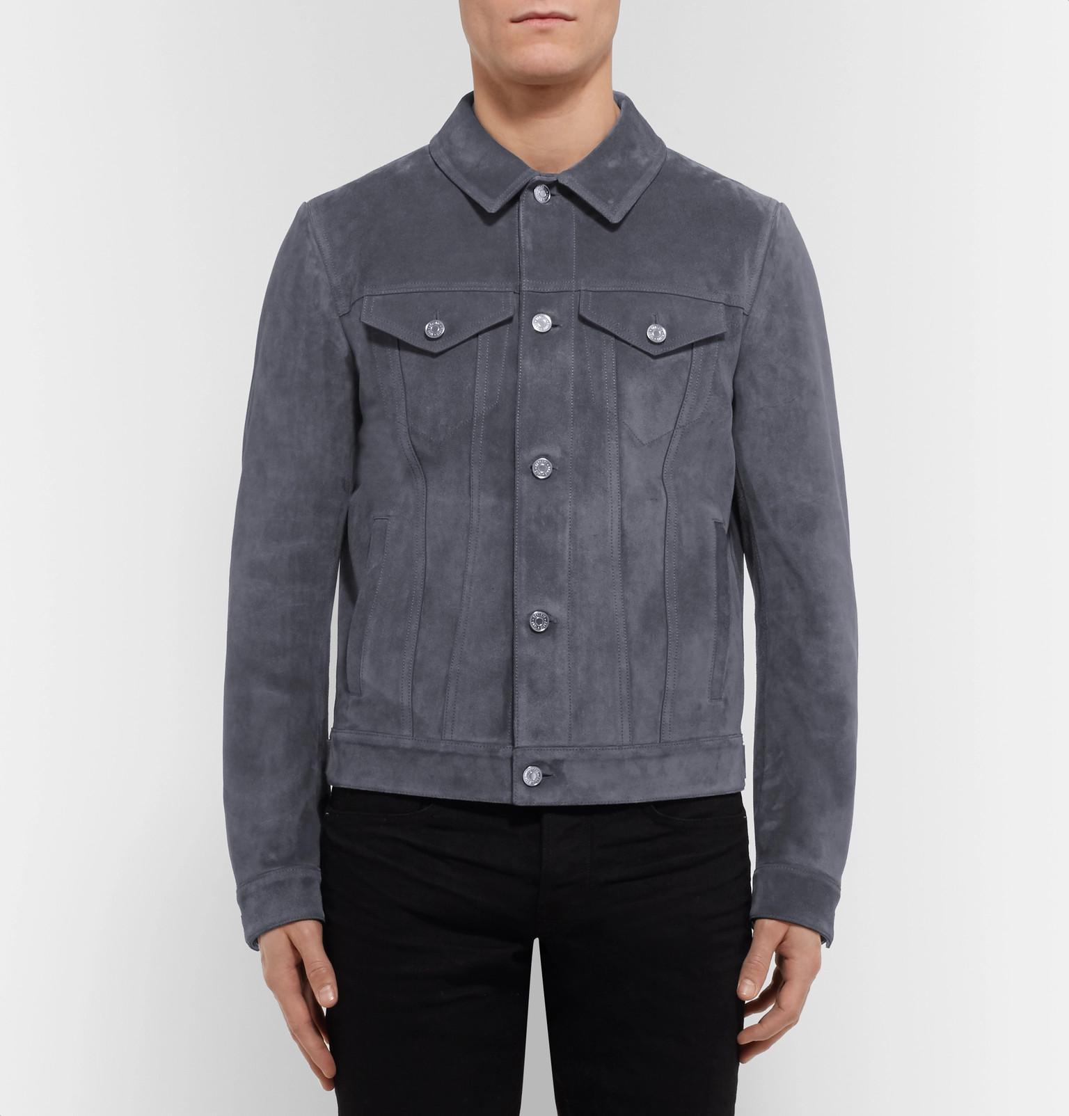 grey suede trucker jacket - Cinosural International School 