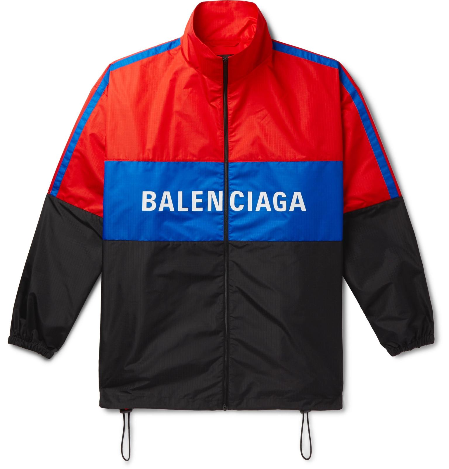Balenciaga Synthetic Colorblock Logo Track Jacket in Ruby (Red ...
