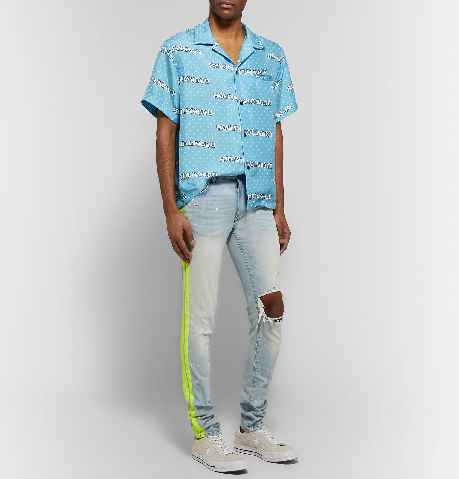 amiri jeans neon stripe