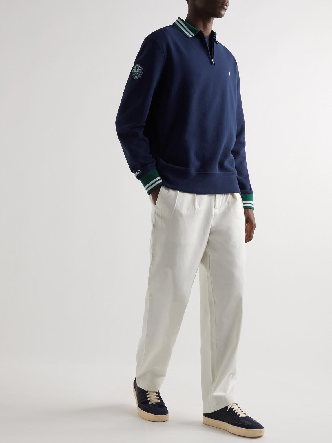 Polo Ralph Lauren Wimbledon Logo-embroidered Cotton-blend Jersey Half-zip  Sweatshirt in Blue for Men | Lyst Canada