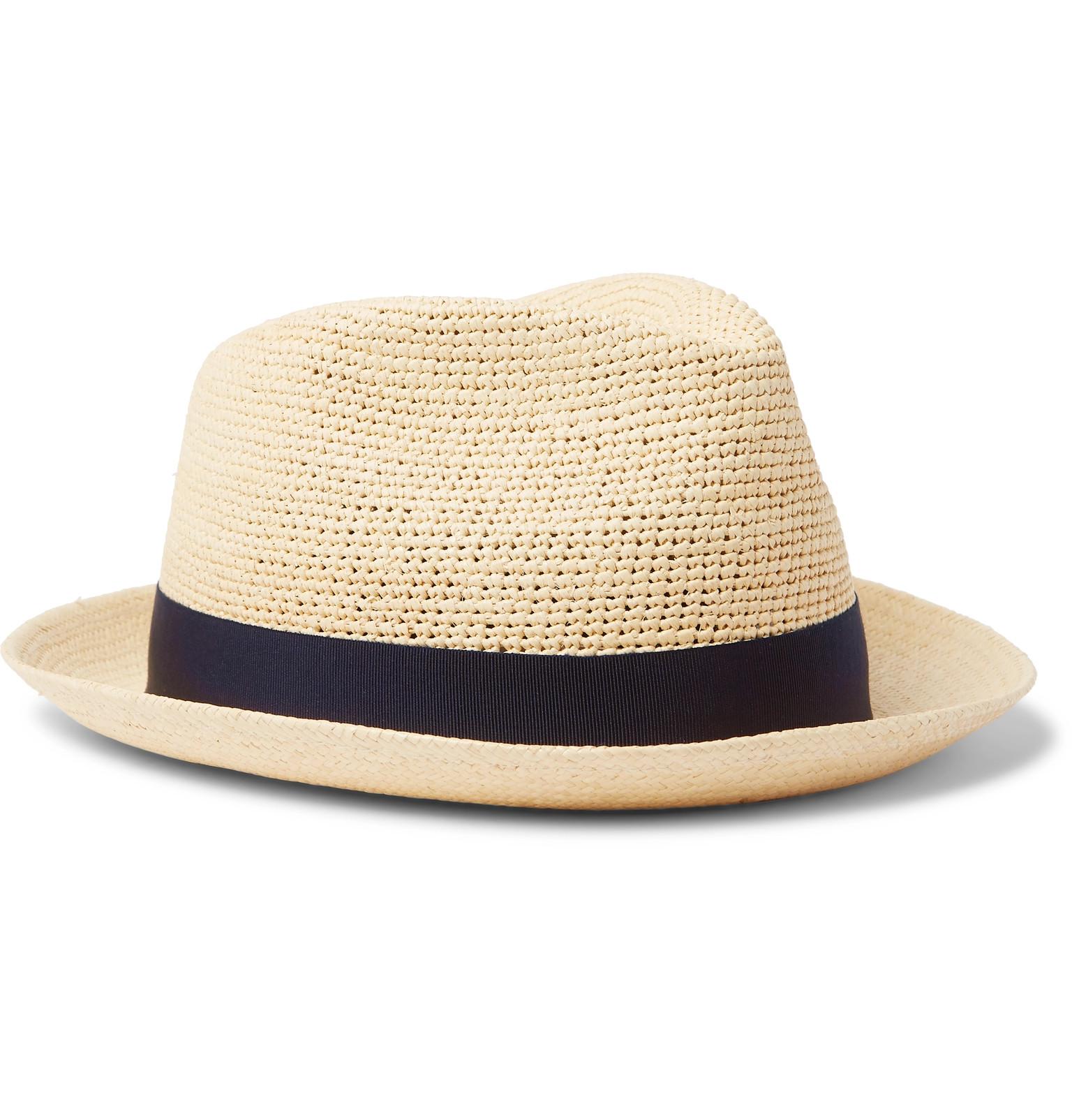 Borsalino Smallbrimmed Grosgraintrimmed Straw Panama Hat in Natural