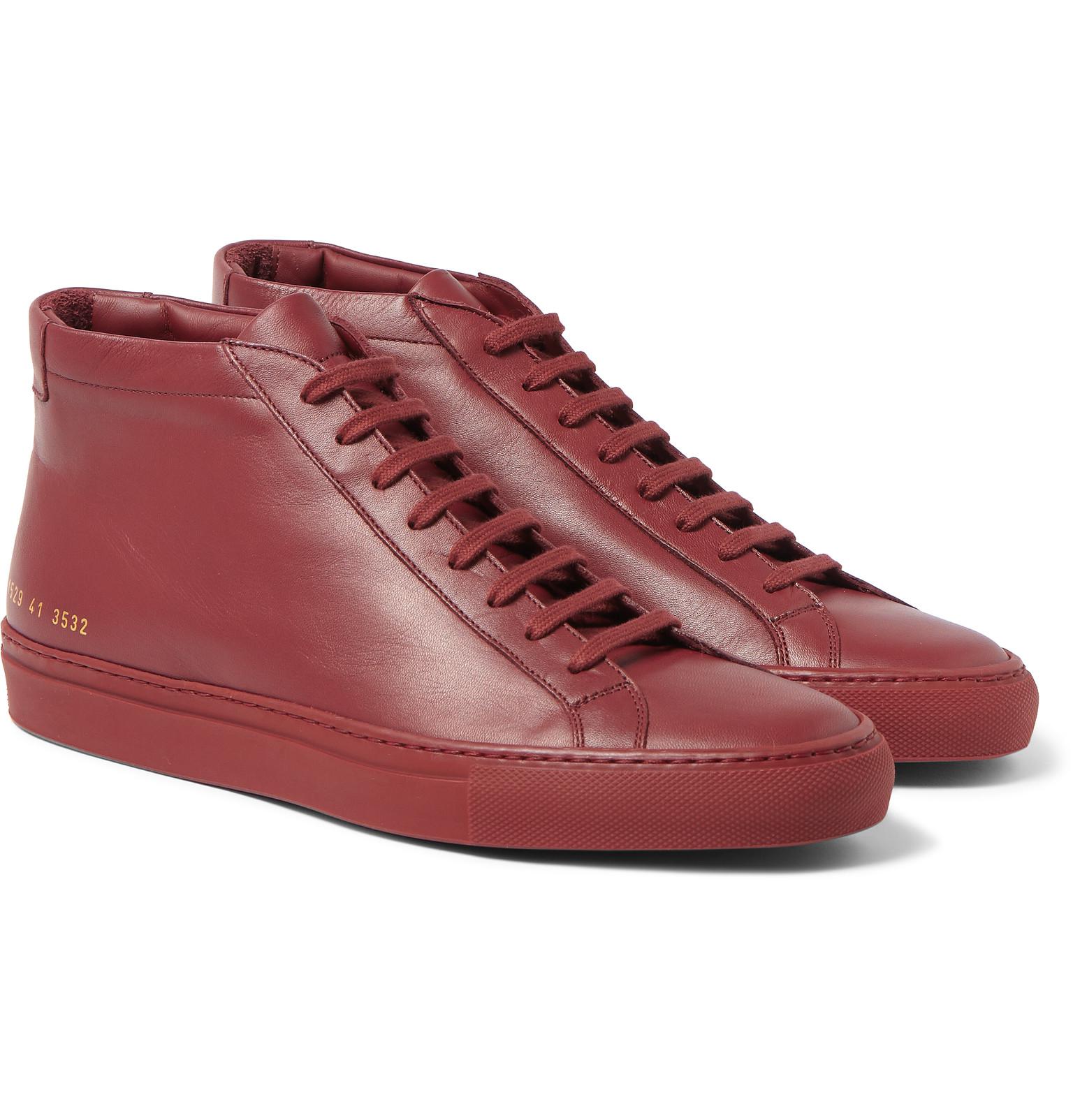 Common Projects Original Achilles Leather High-top Sneakers in Burgundy  (Purple) for Men - Lyst