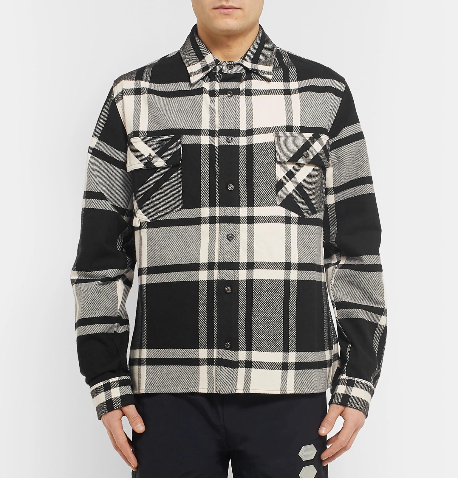 Off-White c/o Virgil Abloh Stencil Diagonals Checked Flannel Shirt in Black  for Men | Lyst Canada