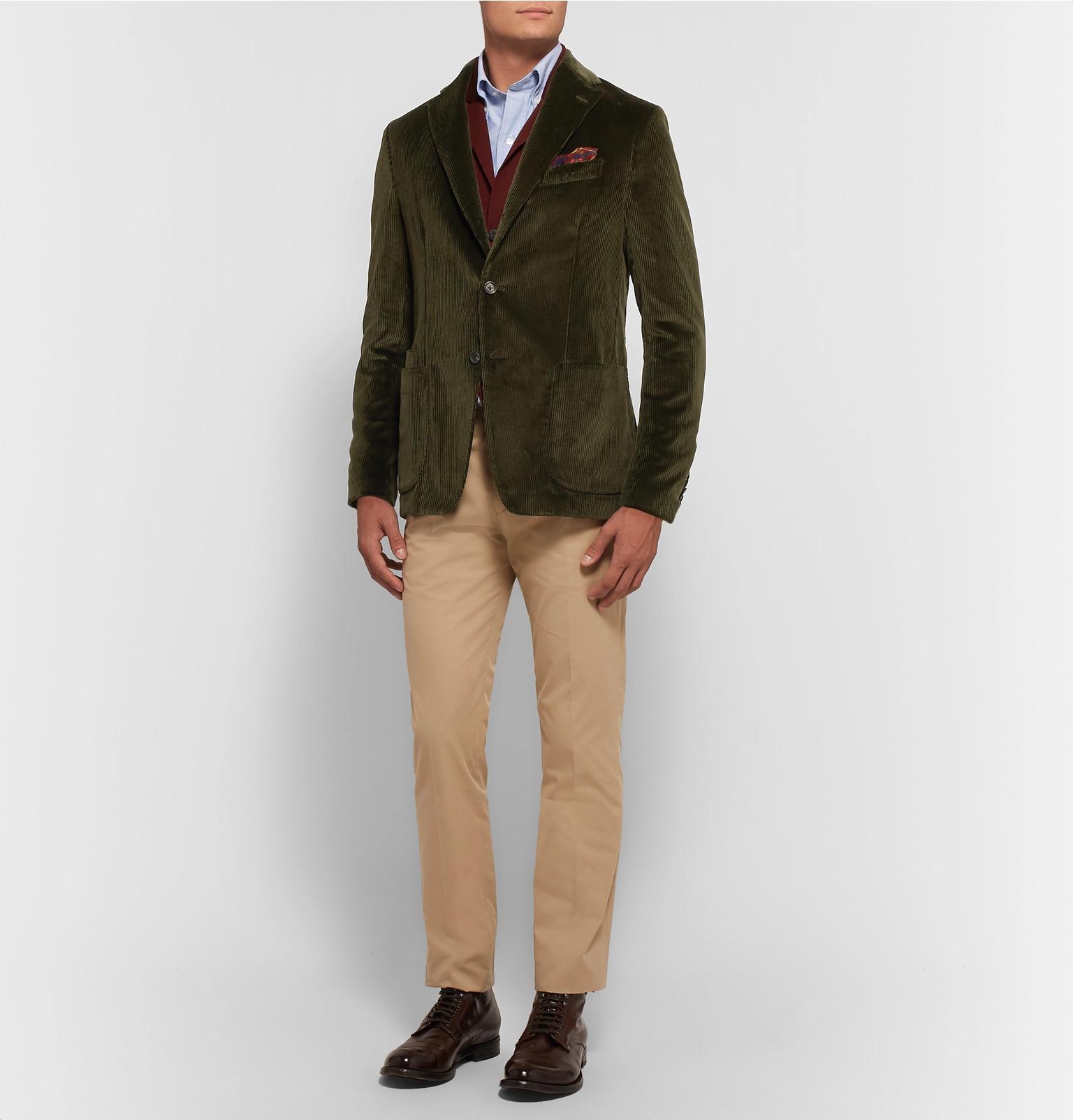 Drake's Dark-green Slim-fit Cotton-corduroy Blazer for Men - Lyst