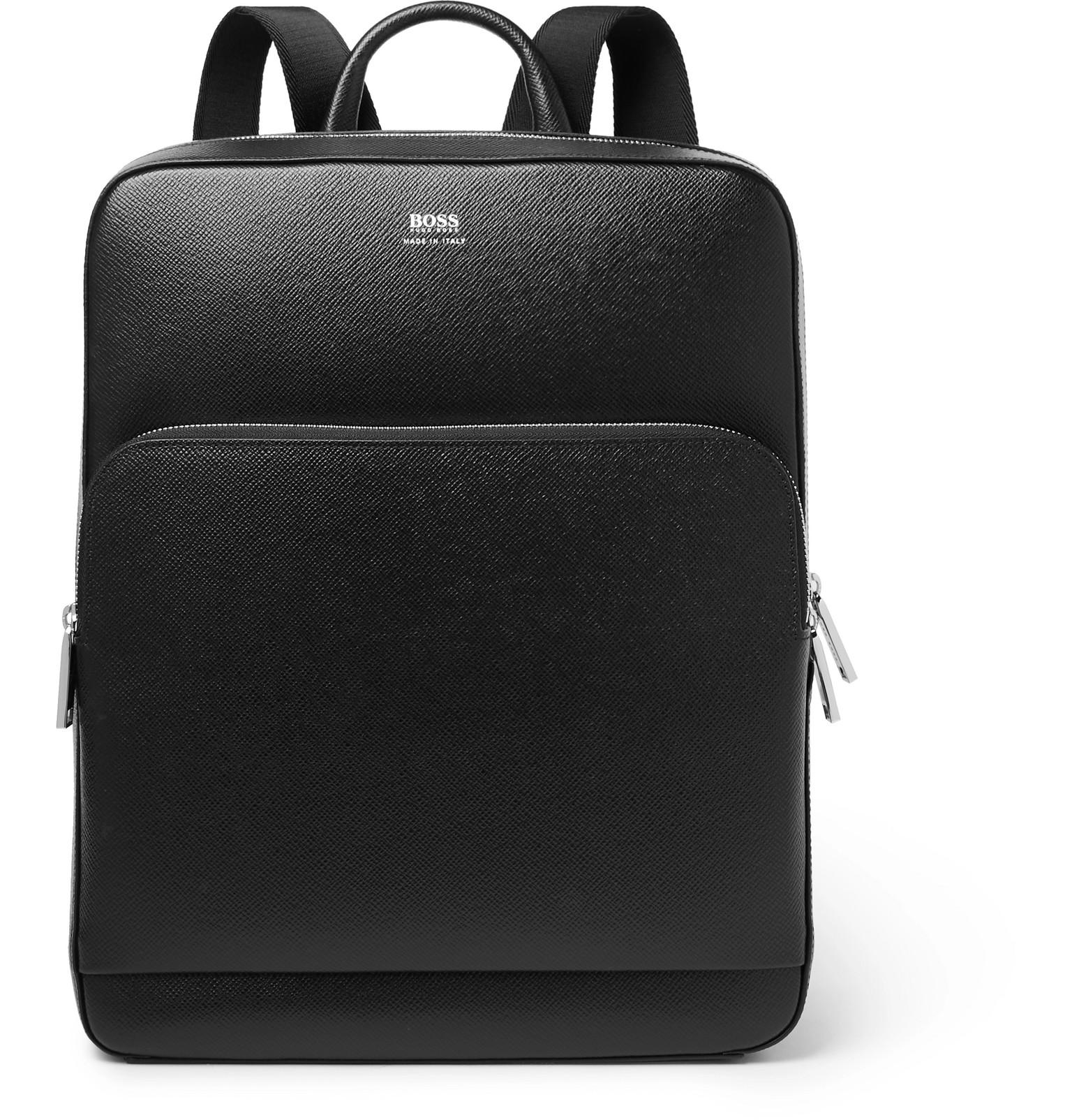 BOSS by HUGO BOSS Full-grain Leather Backpack in Black for Men | Lyst