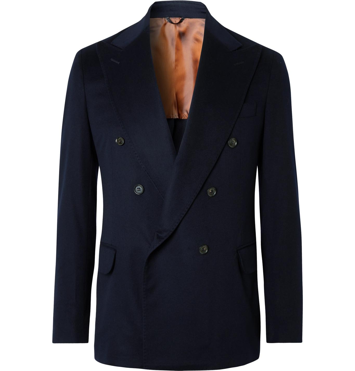Loro Piana Double-breasted Cashmere Blazer in Blue for Men - Lyst