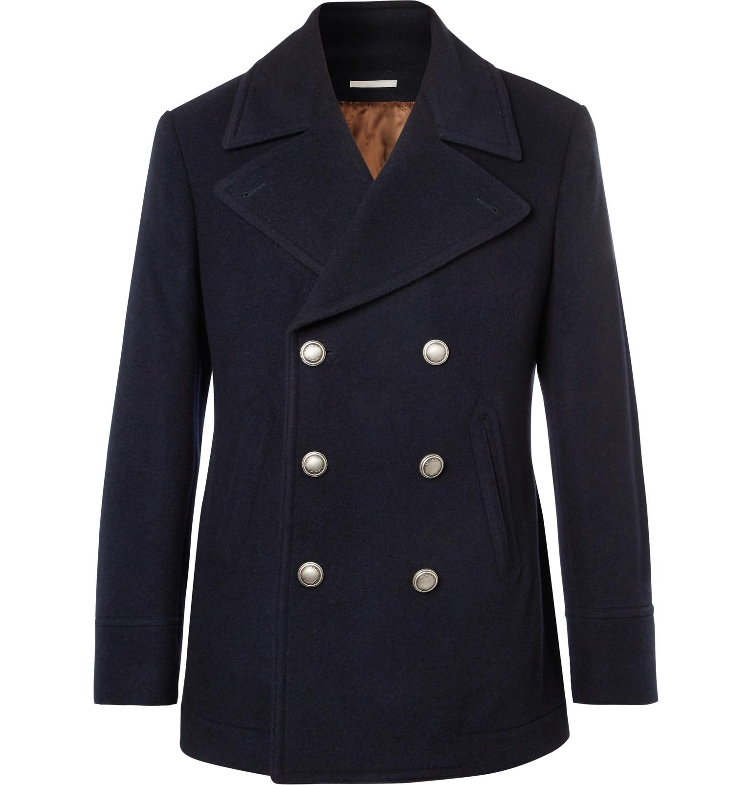Brunello Cucinelli Cashmere Peacoat in Navy (Blue) for Men - Lyst