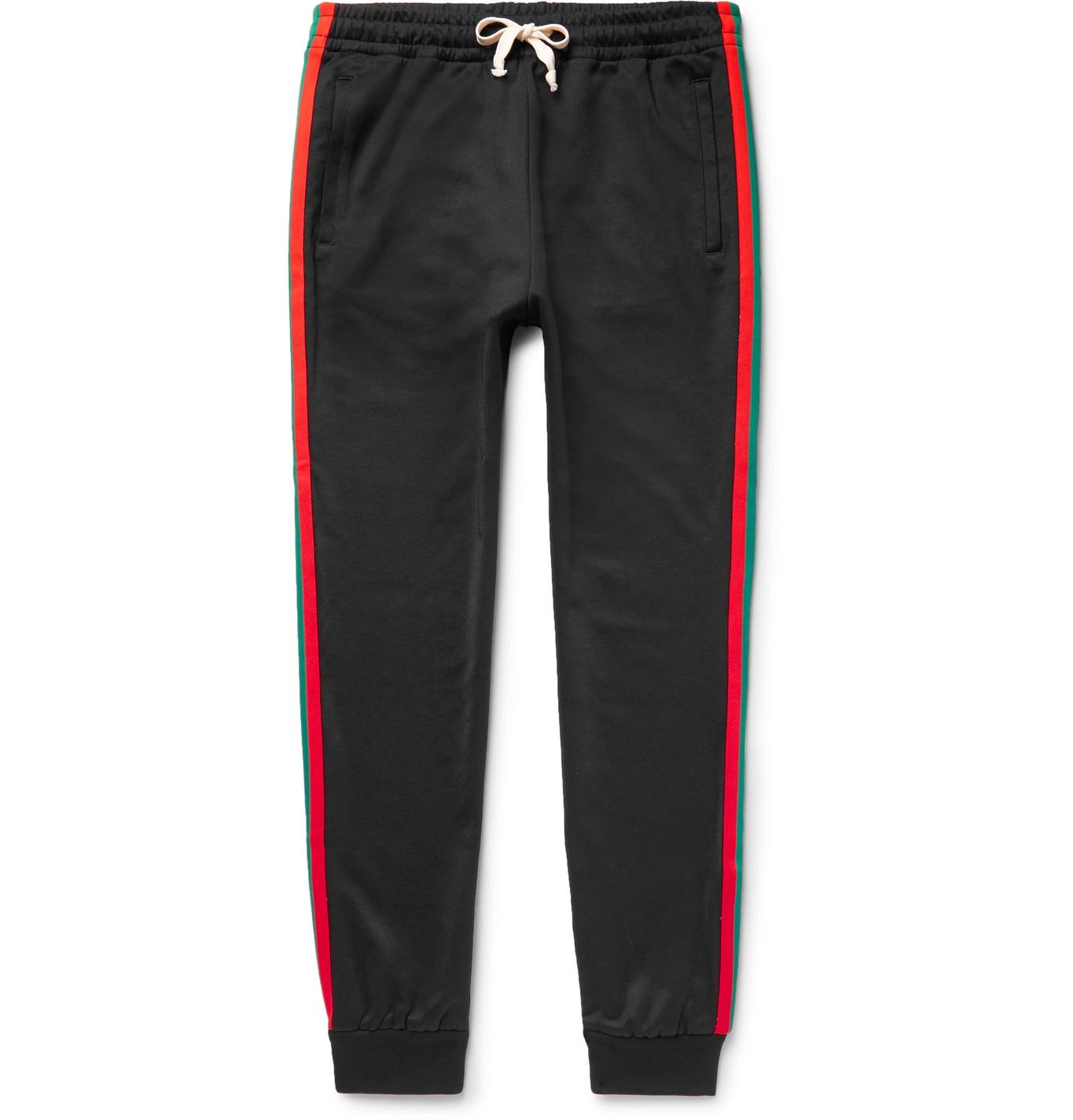 Gucci Canvas Tapered Webbing-trimmed Tech-jersey Sweatpants in 