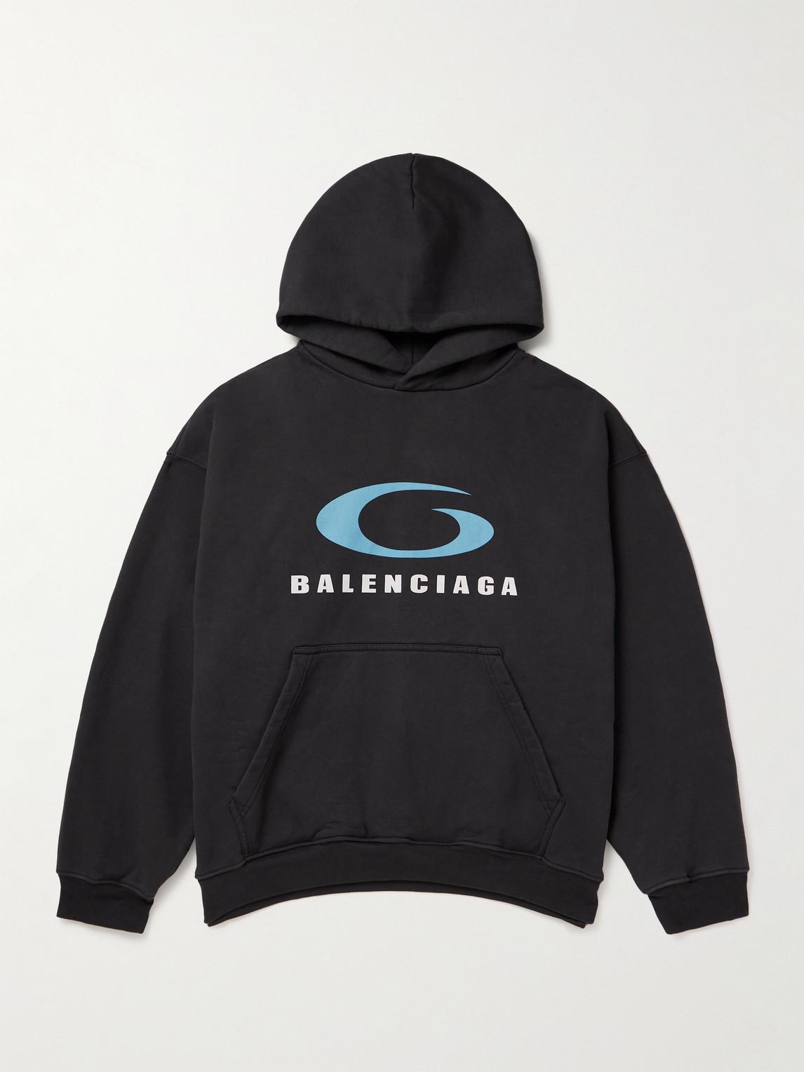 Balenciaga Loop Sports Medium Fit Hoodie, 100% Cotton in Black for
