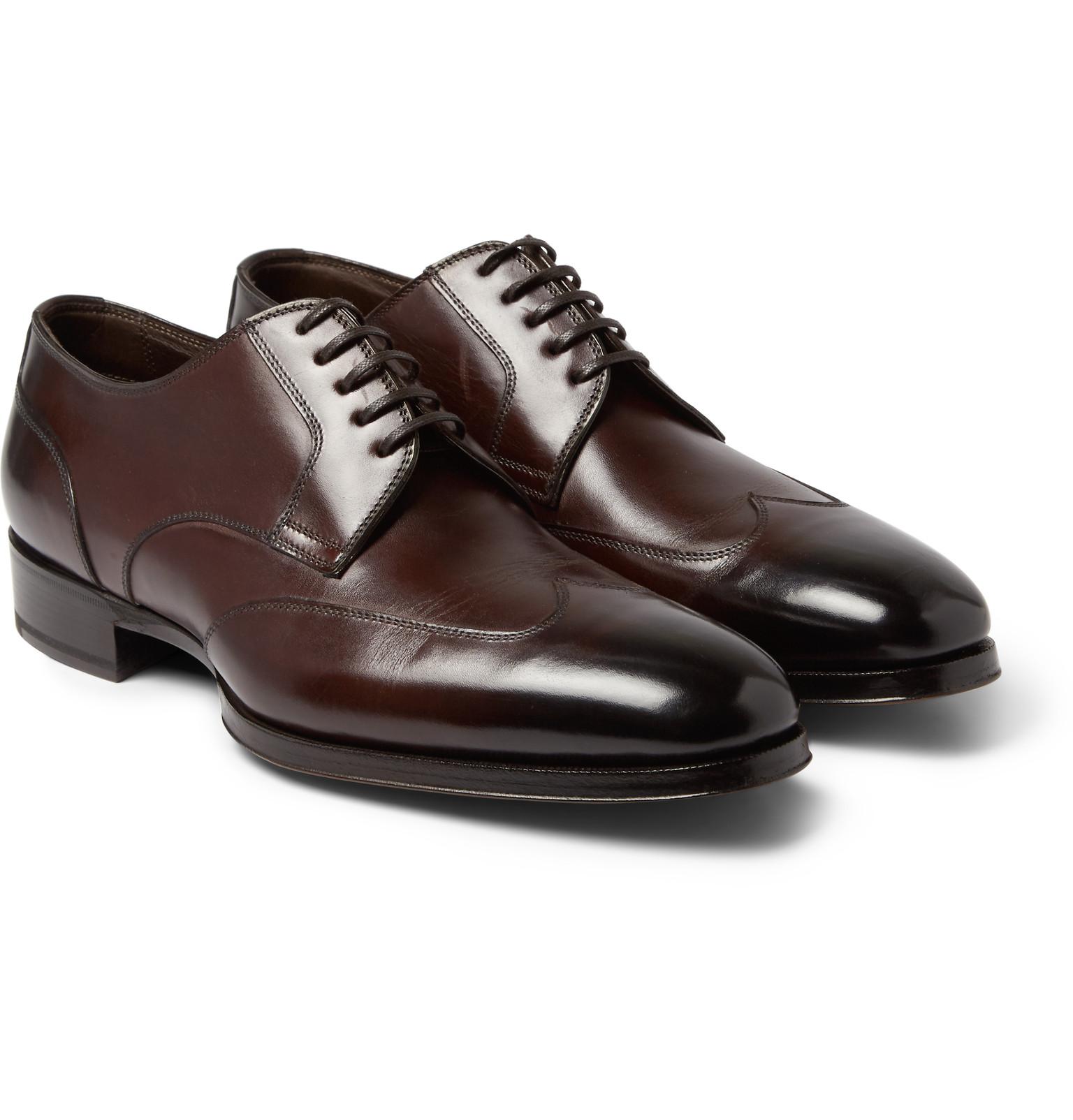 Tom Ford Austin Polished-leather Wingtip Derby Shoes in Merlot (Purple ...