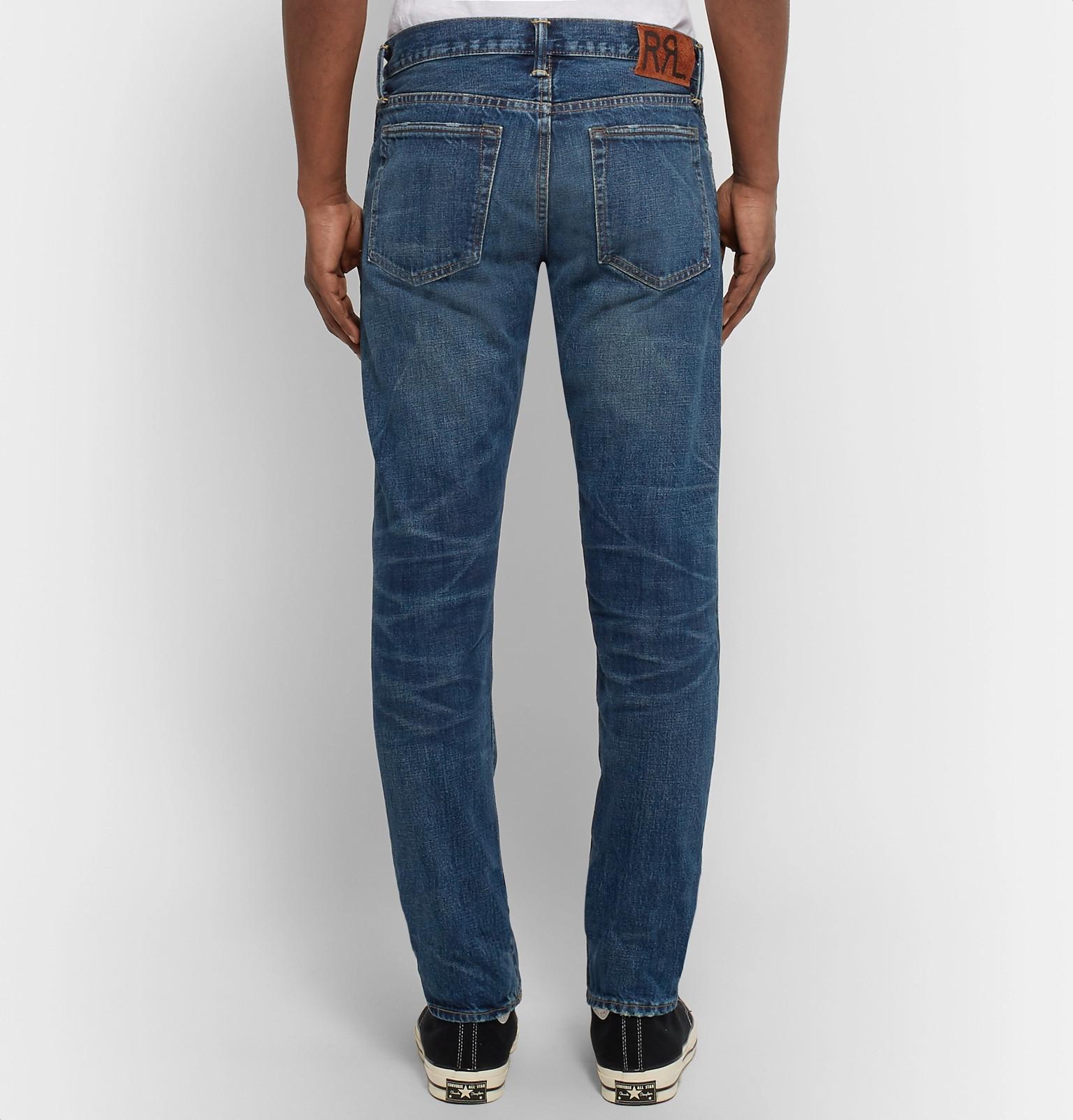 RRL Slim-fit Selvedge Denim Jeans in Mid Denim (Blue) for Men - Lyst