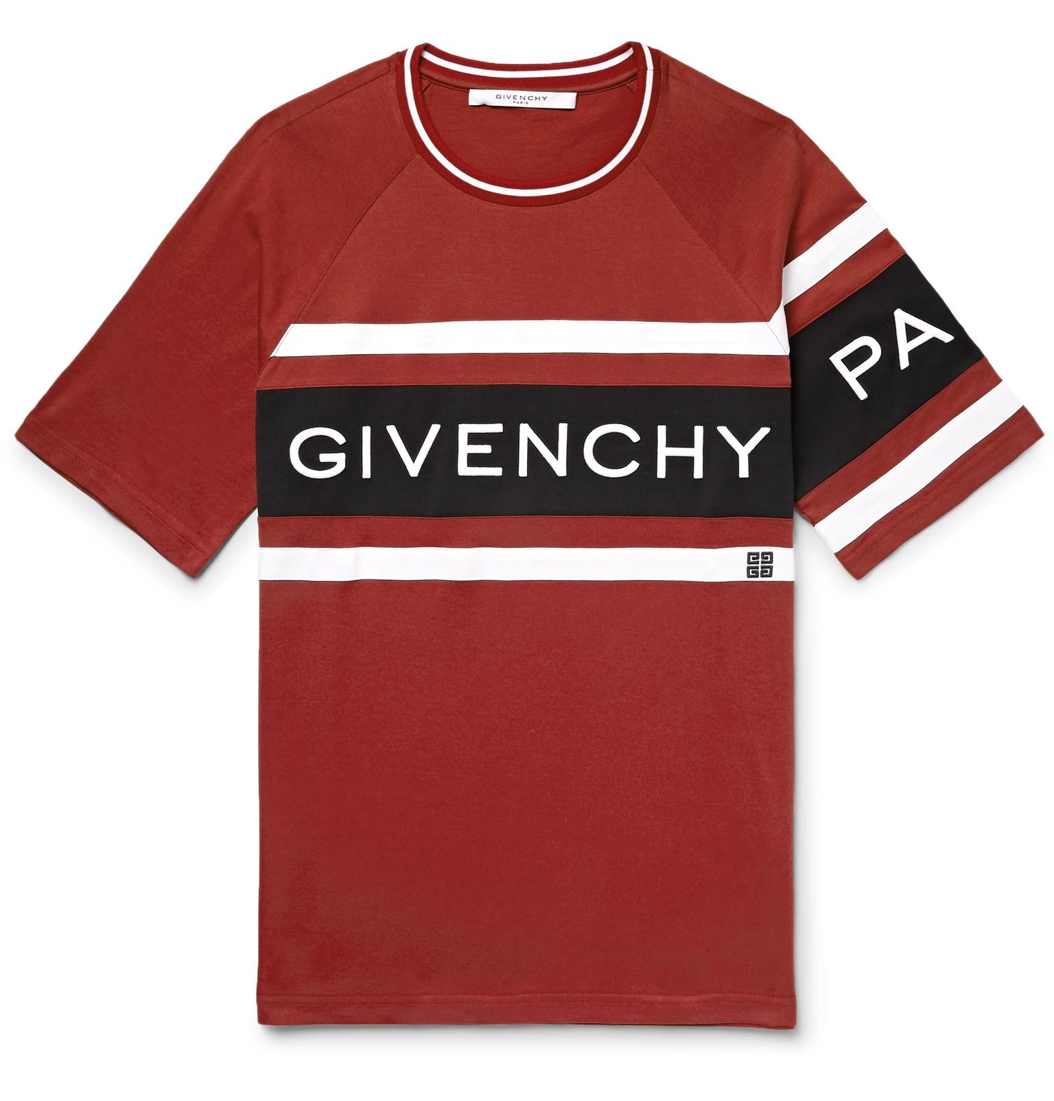 Givenchy Cotton Logo Colour-block T-shirt in Red for Men - Lyst
