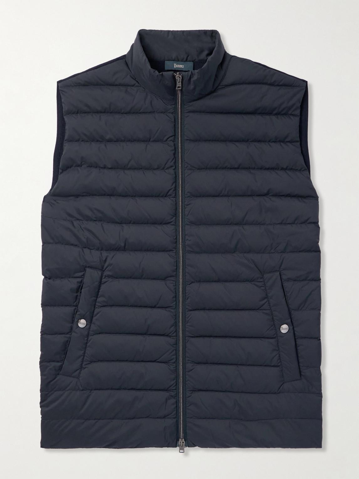 Herno Quilted Shell And Wool And Silk-Blend Down Gilet in Blue for
