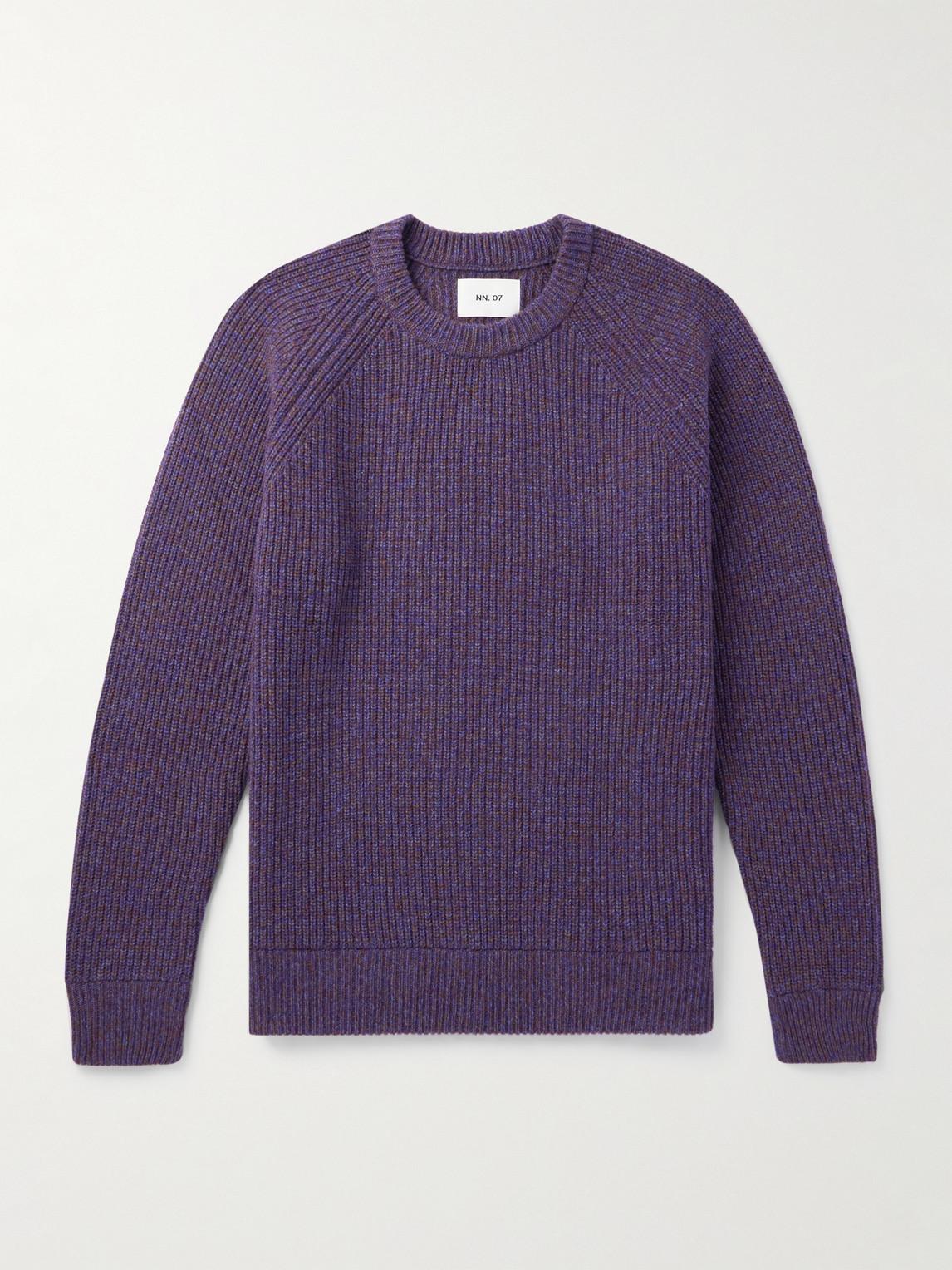 NN07 Jacobo 6533 Ribbed Recycled Wool-blend Sweater in Purple for