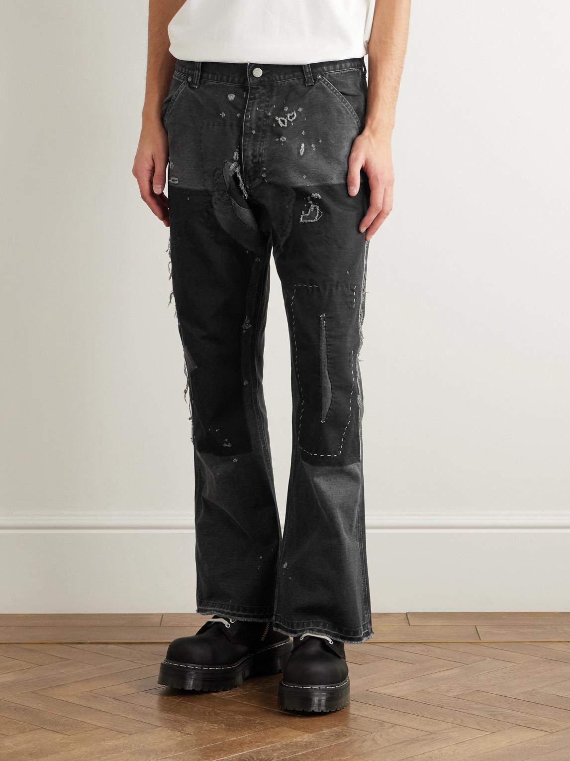 SAINT Mxxxxxx Slim-Fit Flared Double-Knee Distressed Jeans in