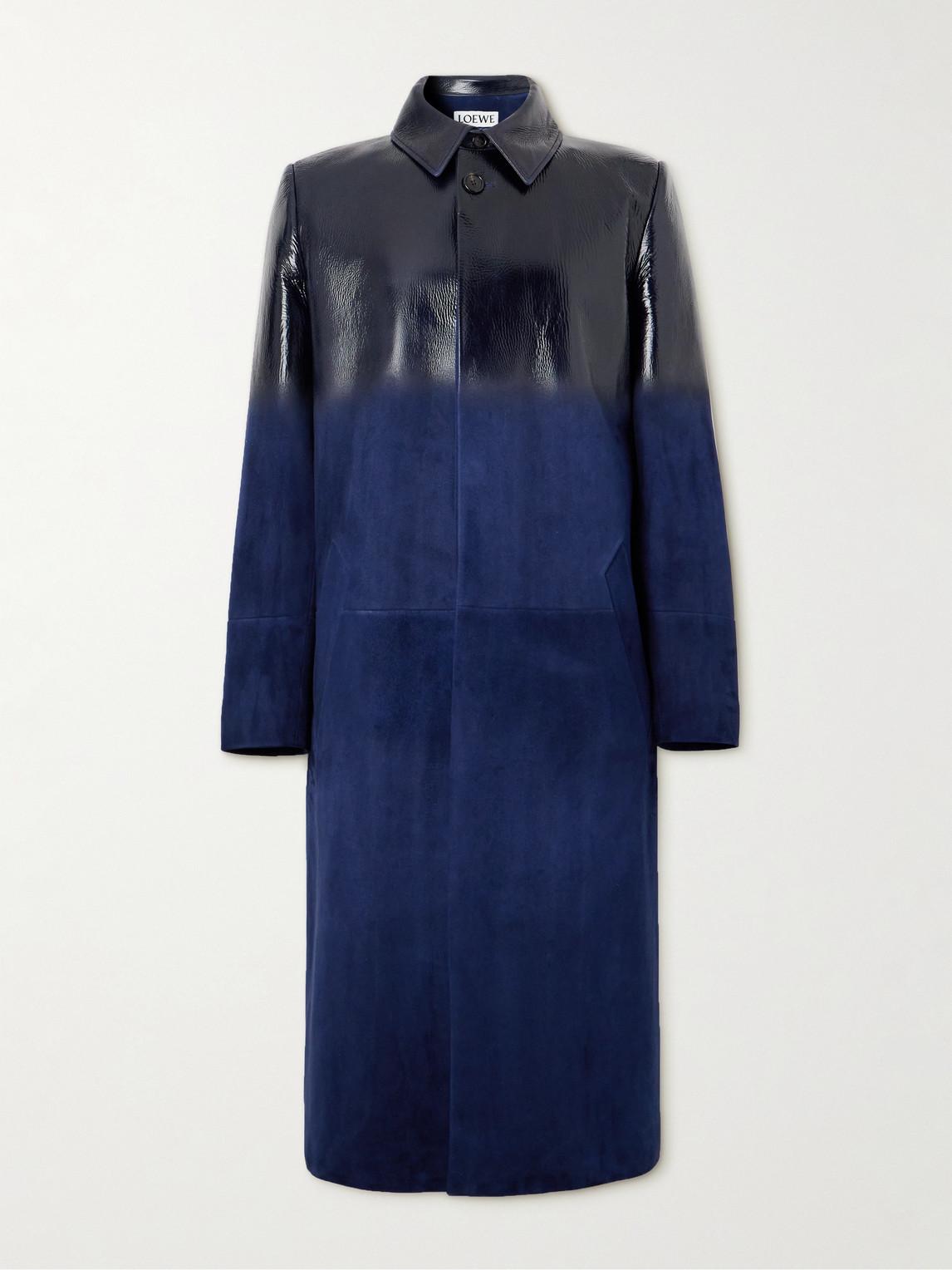 Loewe Textured-Leather And Suede Coat in Blue for Men | Lyst Canada