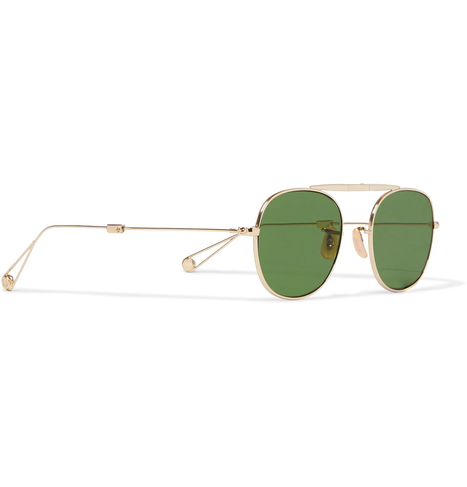 Garrett Leight Van Buren Folding Aviator-style Gold-tone Sunglasses in  Metallic for Men | Lyst