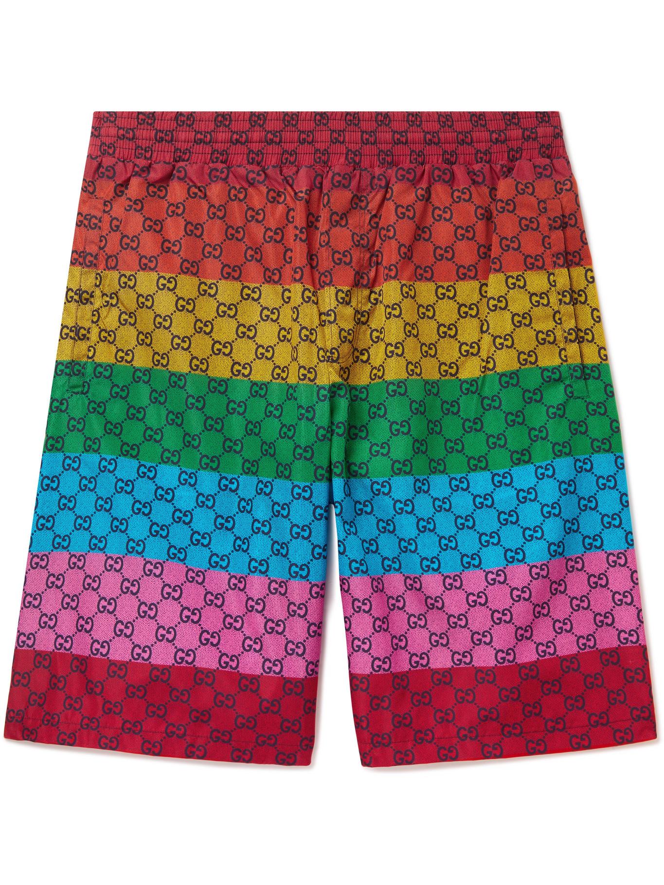Gucci Synthetic GG Multicolor Swim Shorts in Red for Men | Lyst