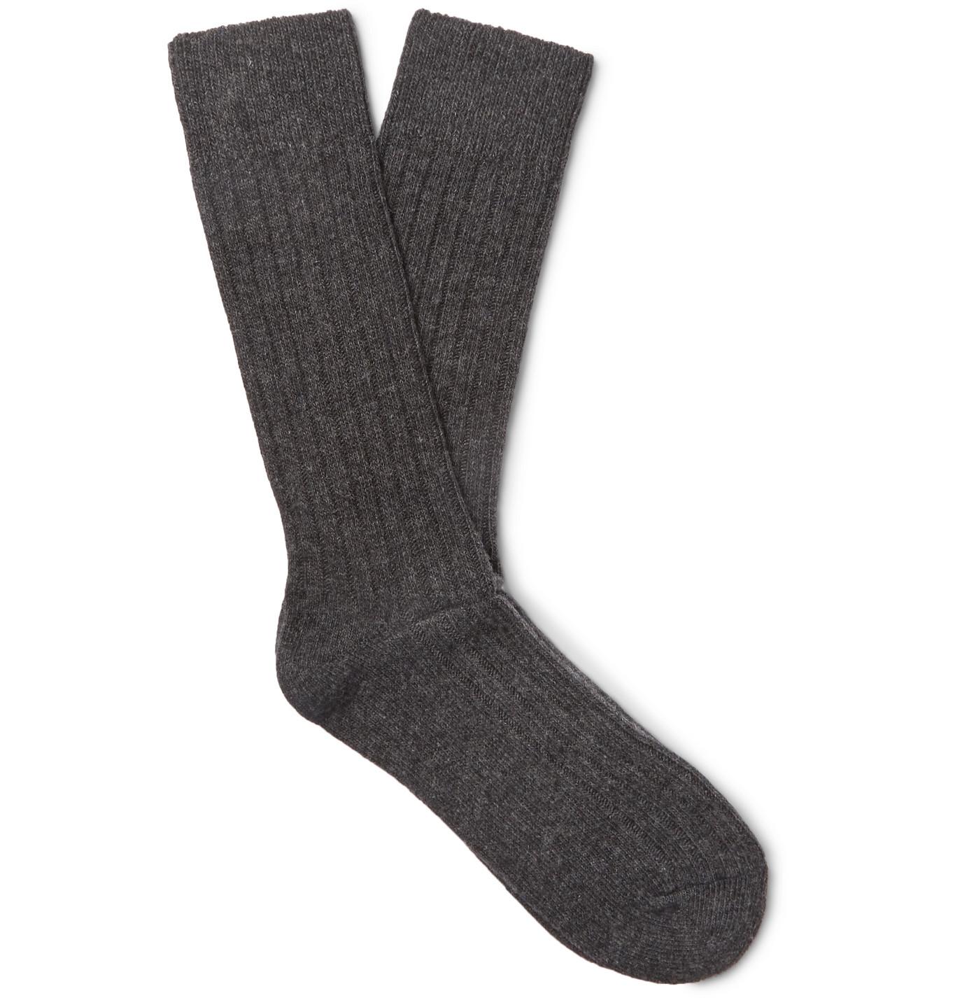 Anderson & Sheppard Ribbed Wool-blend Socks in Gray for Men - Lyst