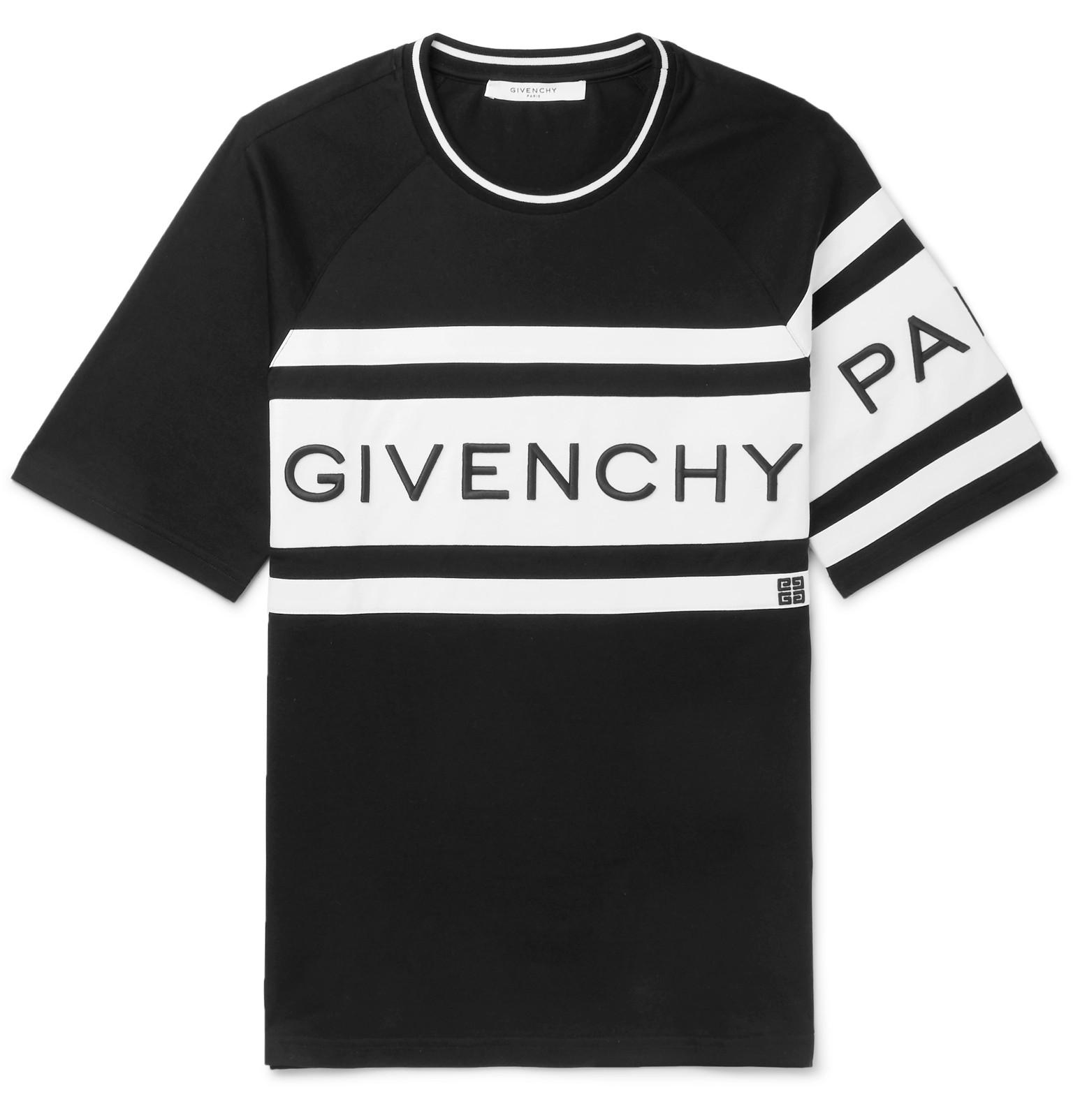 Givenchy Slim-fit Logo-embroidered Striped Cotton-jersey T-shirt in ...