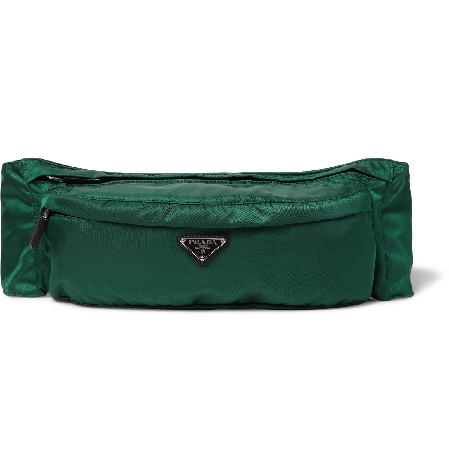 Prada Synthetic Leather-trimmed Nylon Belt Bag in Green for Men - Lyst
