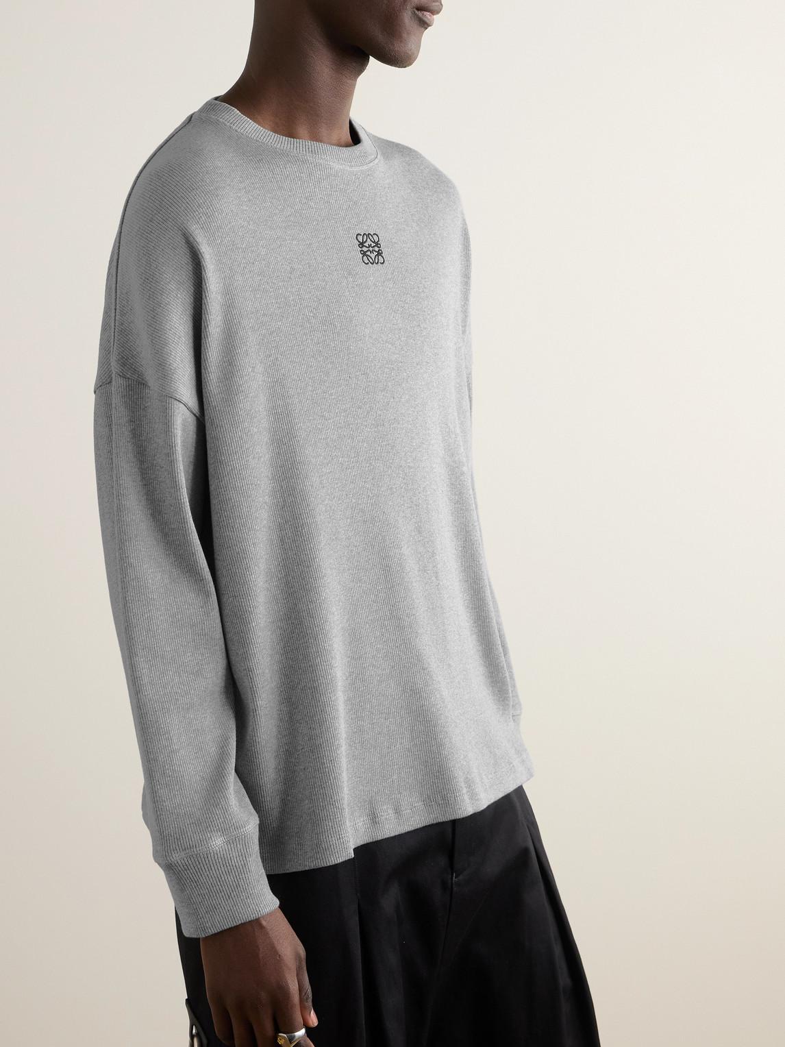 Loewe Oversized Logo-Embroidered Ribbed Cotton T-Shirt in