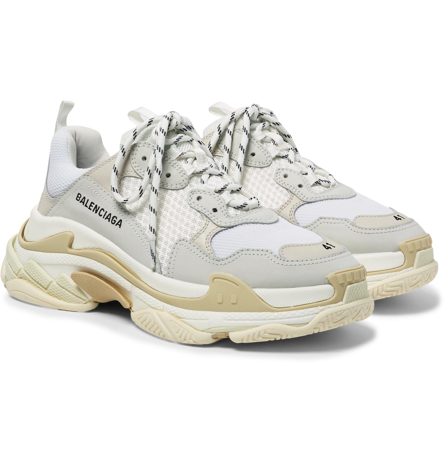 balenciaga mens triple s leather and mesh trainers