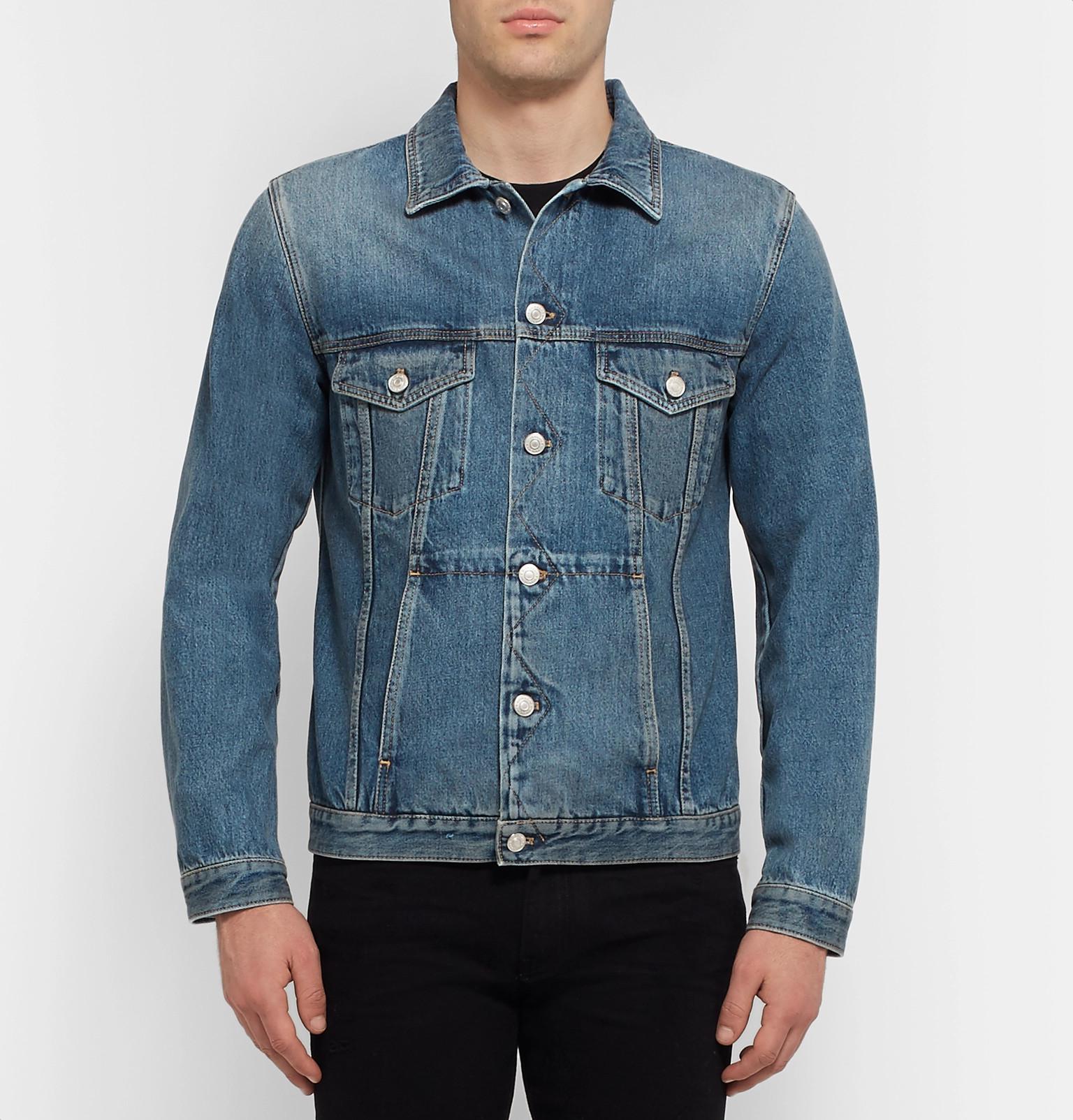 Givenchy Logo-embroidered Distressed Denim Jacket in Blue for Men - Lyst