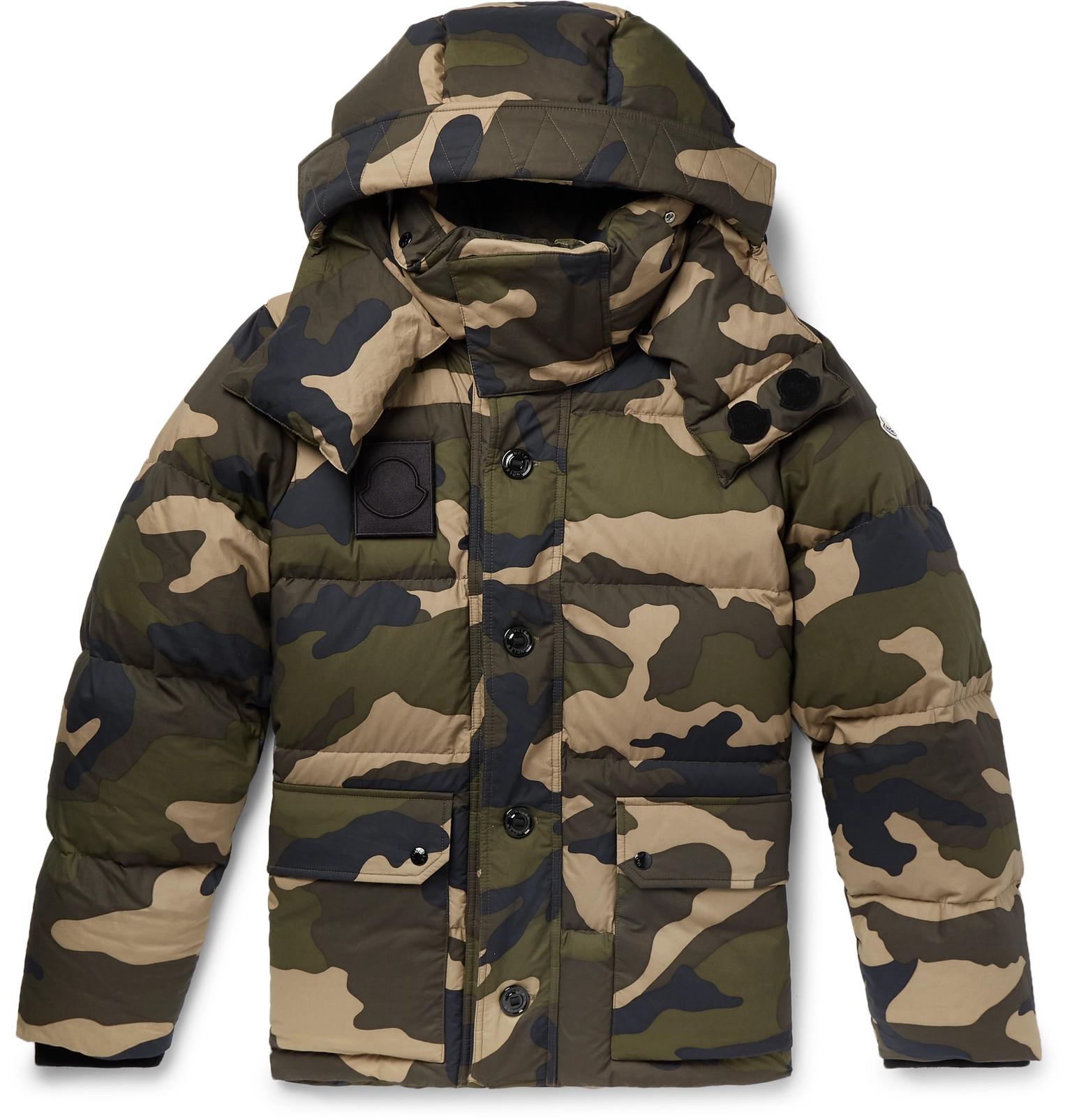Moncler Dary Slimfit Camouflageprint Quilted Cottonshell Hooded Down