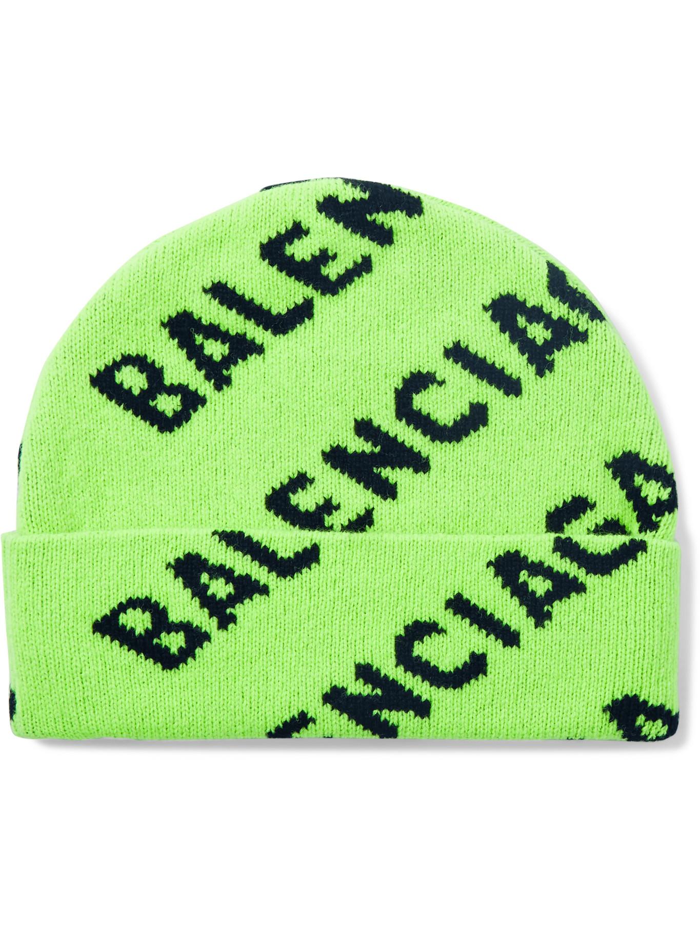 Balenciaga Logo Wool-blend Beanie in Acid Green (Green) for Men | Lyst