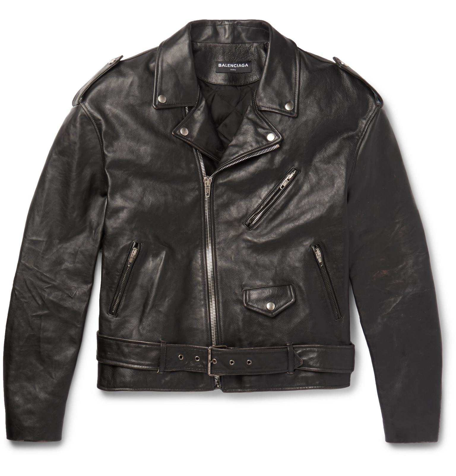 Balenciaga Oversized Printed Leather Biker Jacket in Black for Men - Lyst